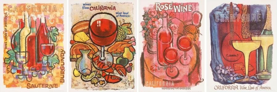 Amado GONZALES
California - Wine Land of America. 4 affiches entoilées. B.E. 73 x 53 cm.