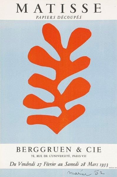Henri MATISSE
Galerie Berggruen - Papiers Découpés, 1953. Affiche originale. Imp. Mourlot, Paris. Non entoilée. B.E. 60 x 40 cm