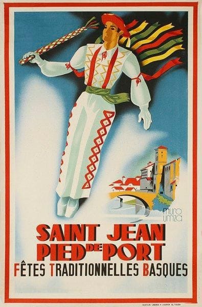 Muro URRIZA
Saint Jean-Pied-de-Port - Fête traditionnelle basque. Imp. Graficas Laborde i Labayen. Non entoilée. B.E. 100 x 62 cm.