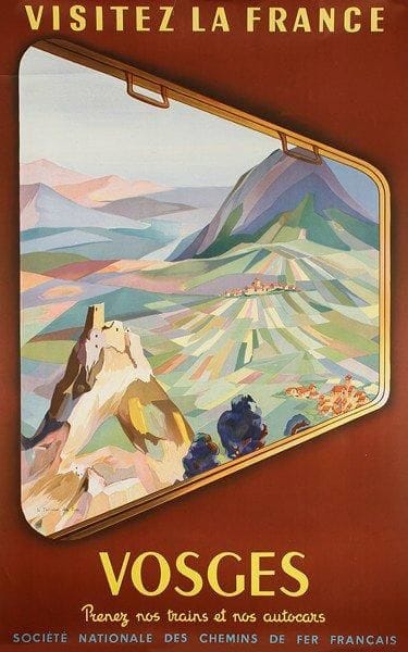 L. LE TESSIER DES CROS Vosges - Visitez la France. Imp. Perceval, Paris. Non entoilée. B.E. 100 x 62 cm.