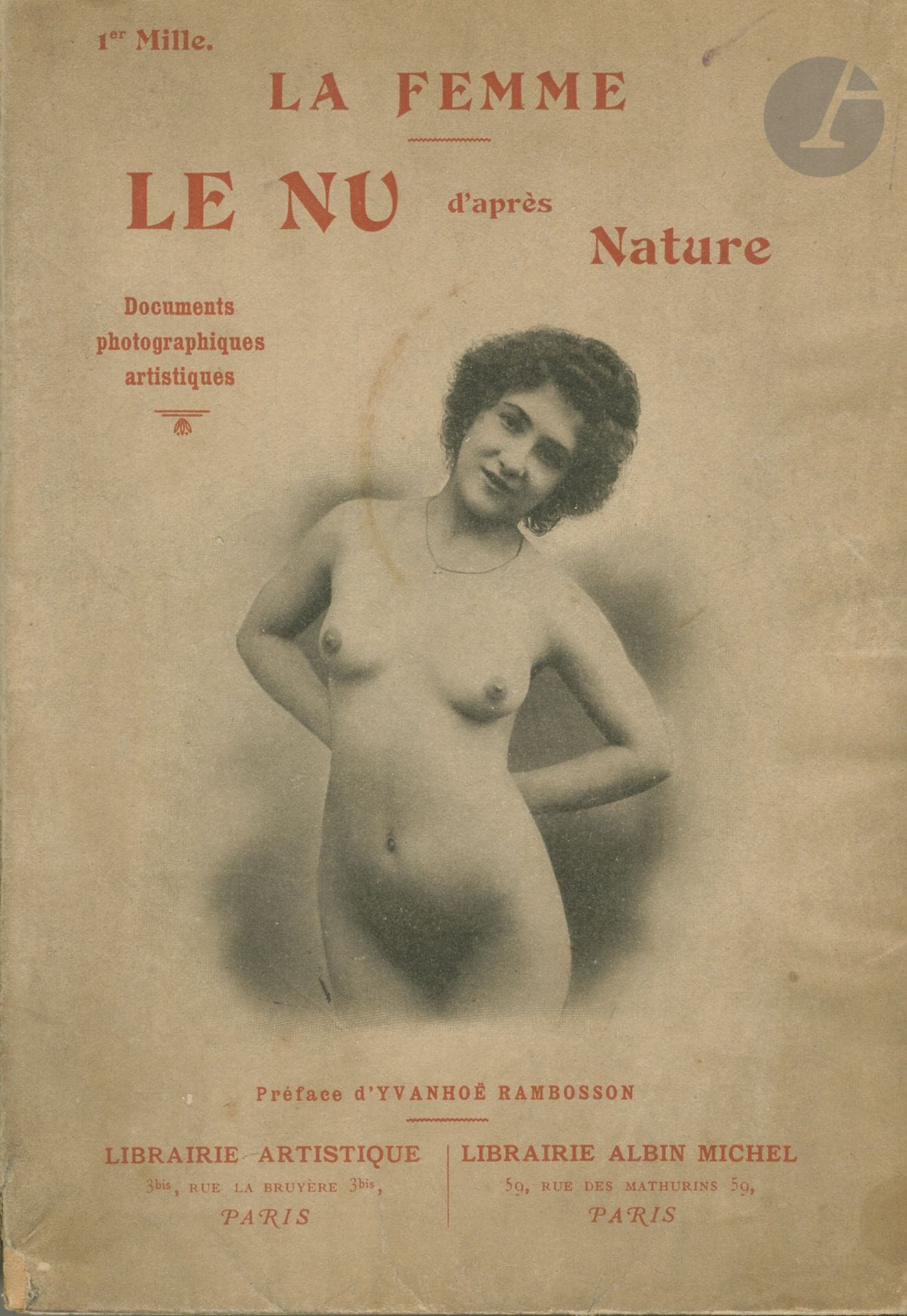 NU - LES BEAUTÉS DE LA FEMME
2 volumes.
* Le Nu d'après Nature. La Femme. 
Documents photographiques artistiques.
Librairie artistique/ Librairie Albin Michel, Paris, s.d.
In-8. Édition originale, brochée. Préface d'Yvanhoé Rambosson, suivie de 50 planches de nus féminins hors-texte. Couverture souple sous jaquette illustrée. Très petits manques aux mors supérieurs et inférieurs.
* Les Beautés de la Femme.
Études de déshabillé, de demi-nu, de nu.
Nouvelle Librairie artistique, Paris, s.d.
Portfolio contenant 60 photographies en  50 planches, d'après nature, subdivisé en 5 chapitres chacun introduit par  un feuillet de 4 pages de texte: les Beautés de la Femme; la Toilette; les Grains de Beauté; le Corset; la Sieste.
