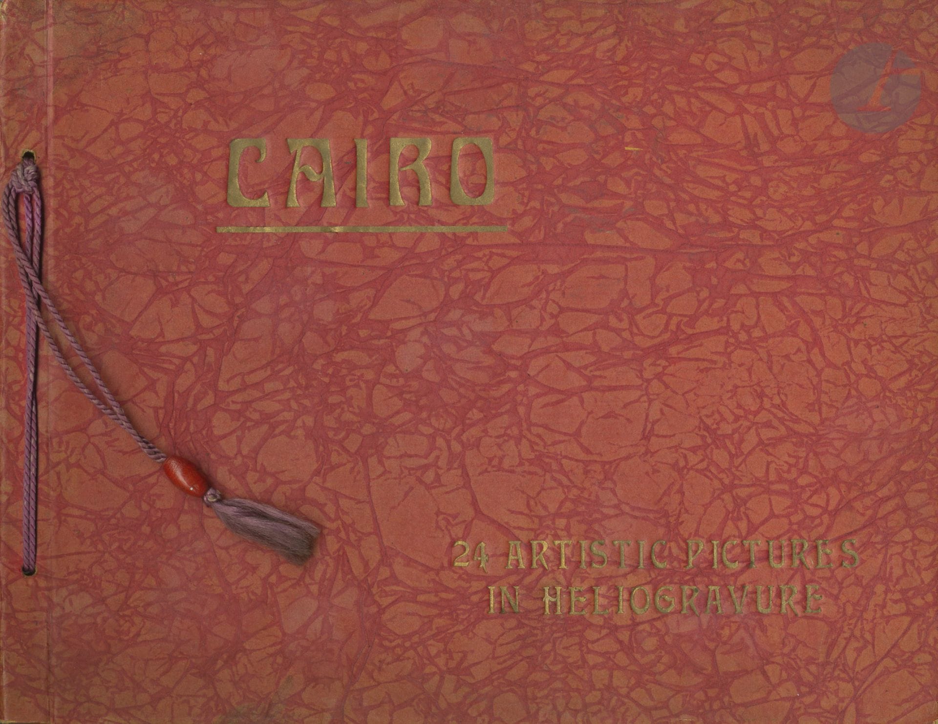 LEHNERT, FRANZ RUDOLF (1878-1948) & LANDROCK, ERNEST HEINRICH (1878-1966
)Cairo.
24 artistic pictures in heliogravures.
Lehnert&Landrock Editors, Cairo, c. 1910.
In-8 oblong (21 x 28 cm)
.
First edition. 24 heliogravures with signature in white printed in the lower corner of the image. Captions in English in the margin of each plate. Red hardcover with gilt title. Bound in purple lace.




