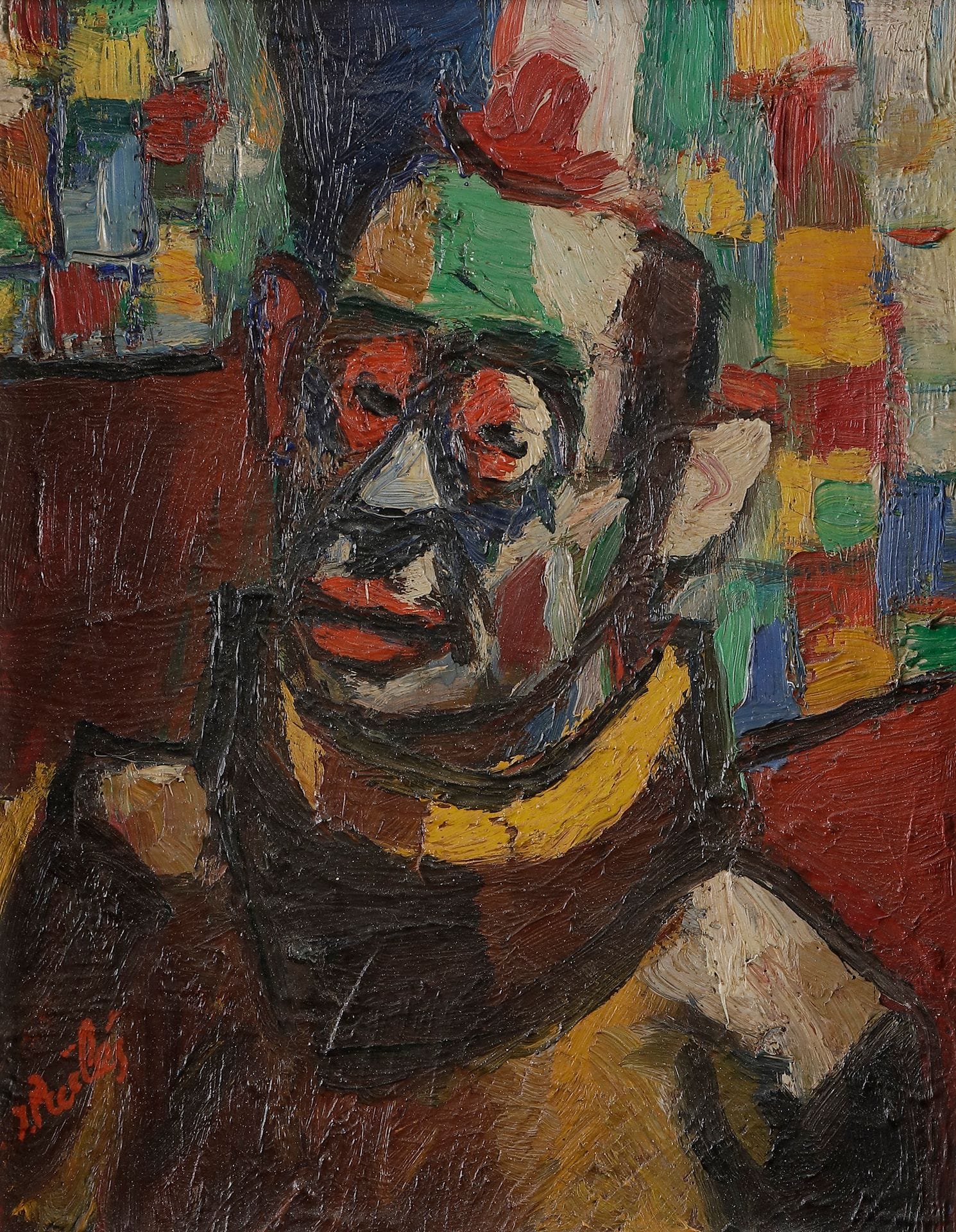 Isaac PAILES (1895-1978)
Clown
Huile sur toile.
Signée en bas à gauche.
Titrée au dos sur le châssis.
24 x 16 cm
