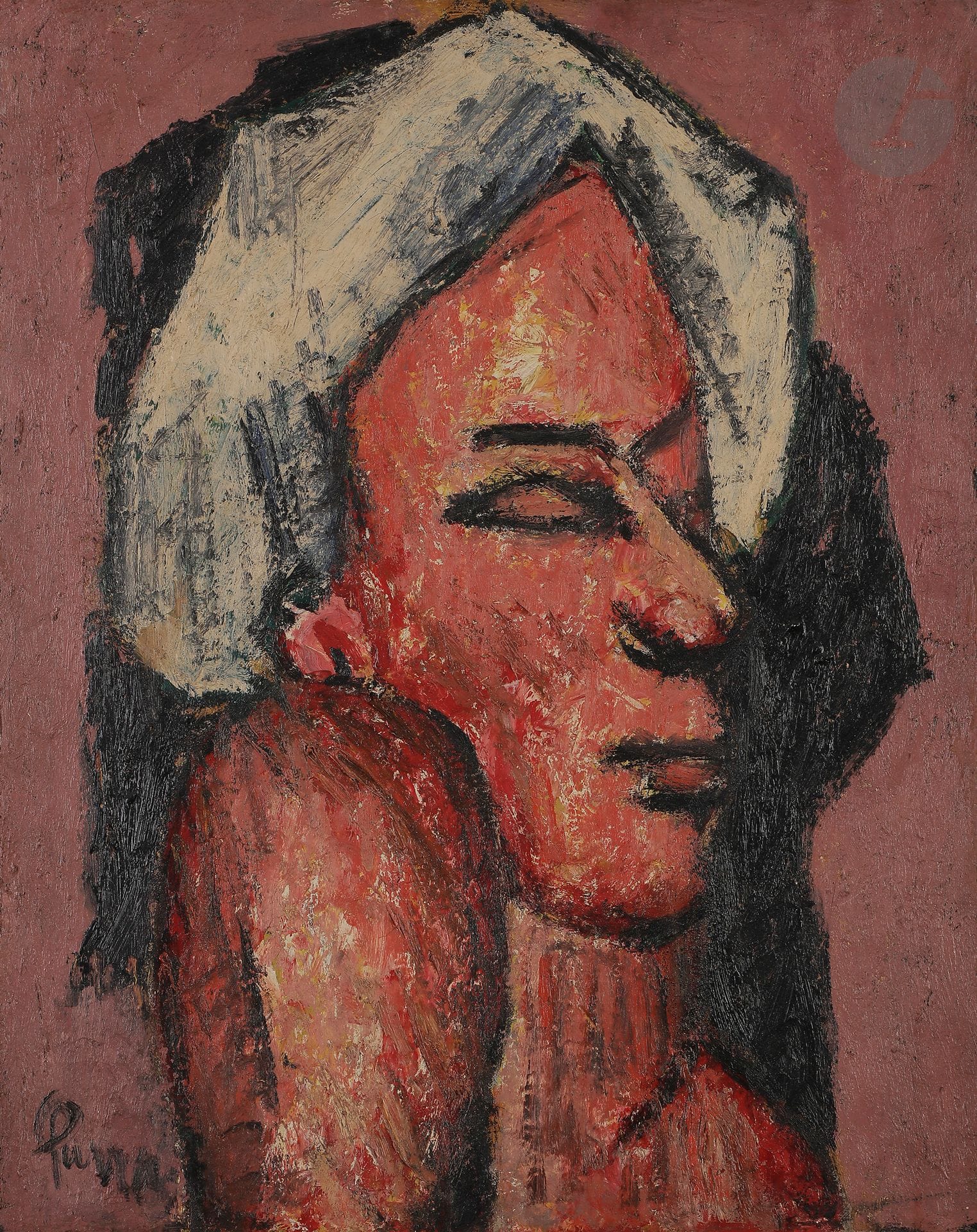 
Ginés PARRA (1896-1960)

 

Buste d'homme en rouge, 1944

 

Huile sur toile.

 

Signée en bas à gauche.

 

Signée, datée et titrée au dos.

 

(Restaurations).

 

41 x 33 cm


