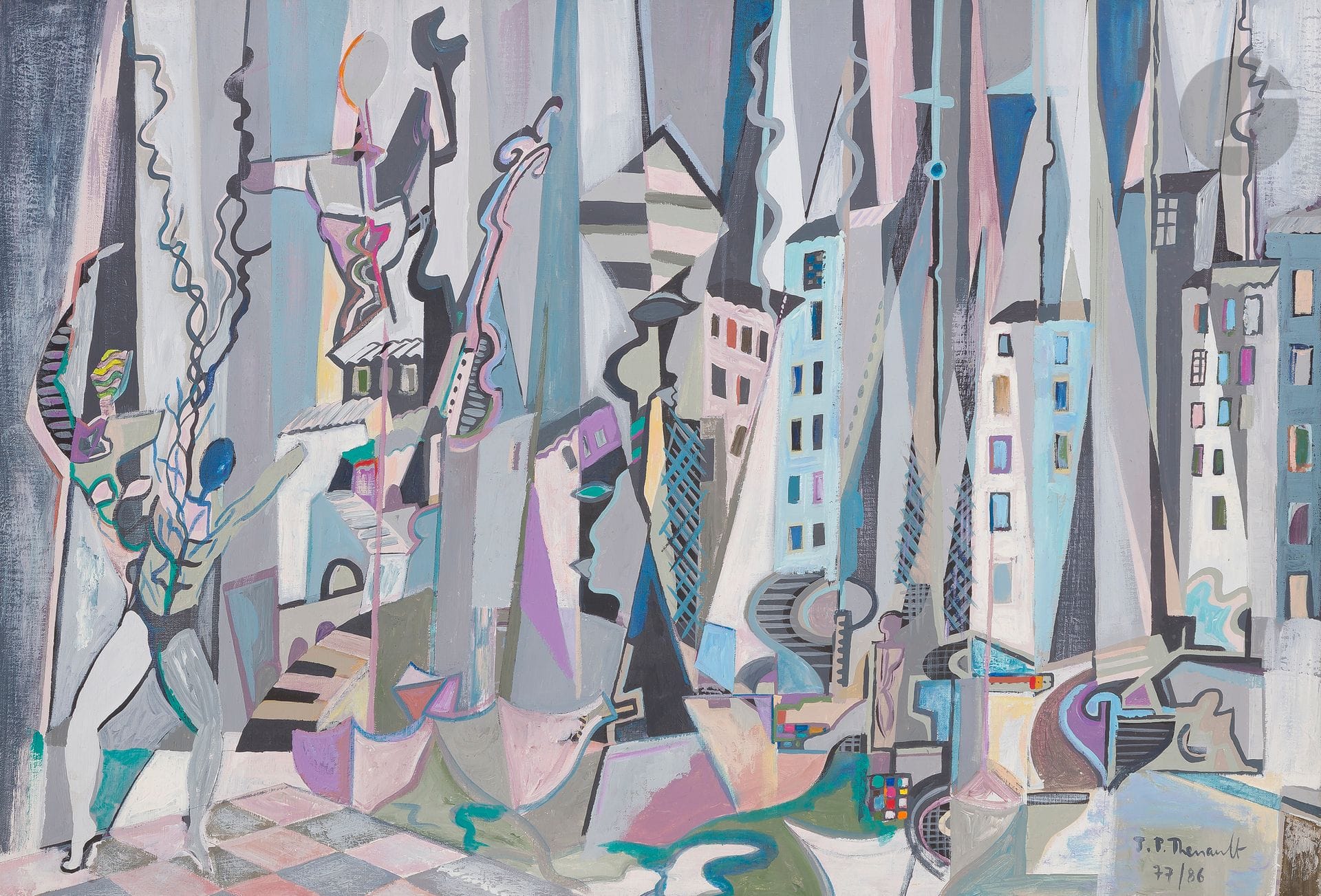 Jean-Pierre THENAULT (1942-1989)
Le Rayol, 1977-86
Huile sur toile.
Signée et datée en bas à droite.
Signée et datée au dos.
(Petit enfoncement).
55 x 81 cm