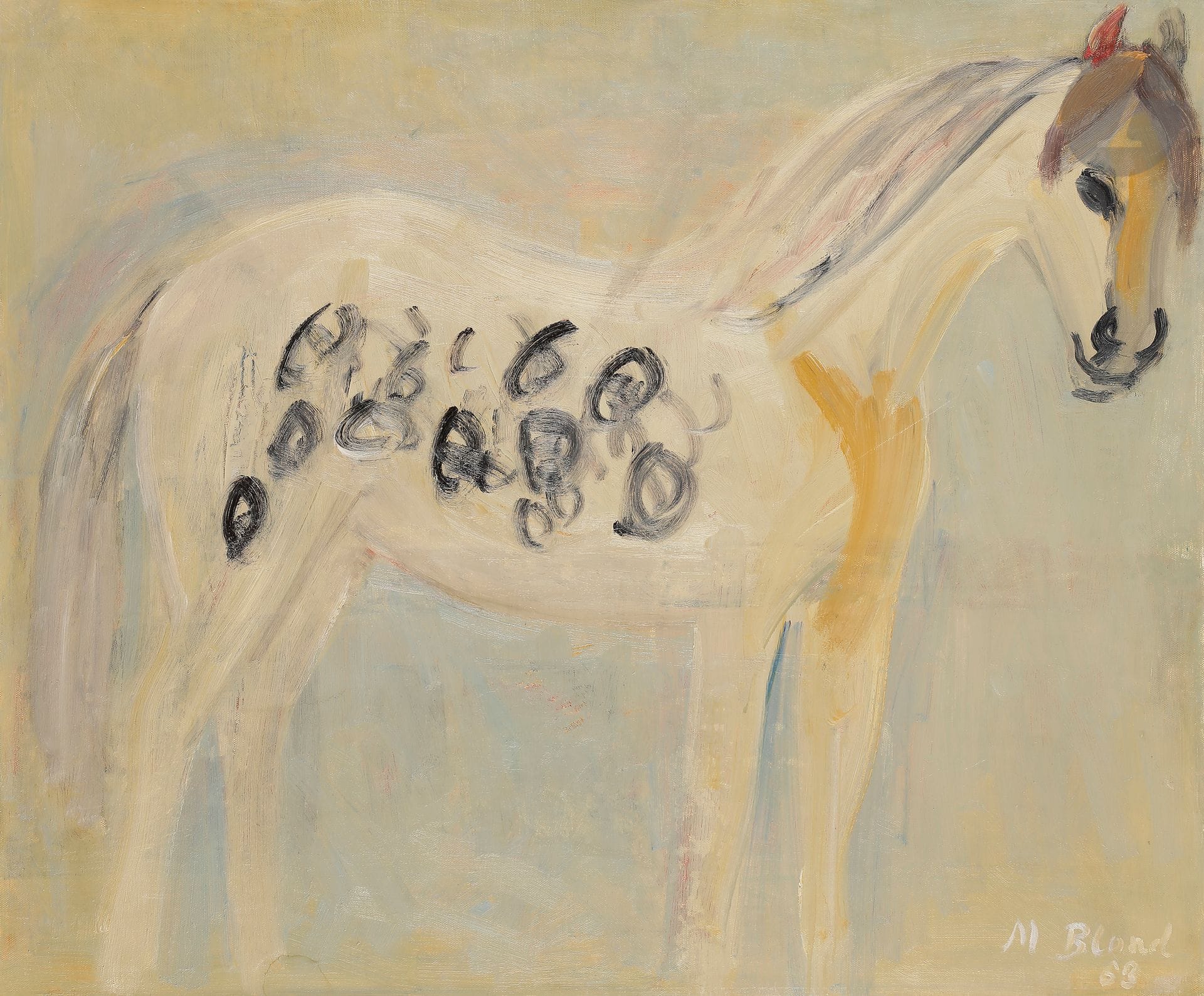 Maurice BLOND (1899-1974)
Le Cheval, 1963
Huile sur toile.
Signée et datée en bas à droite.
60 x 73 cm