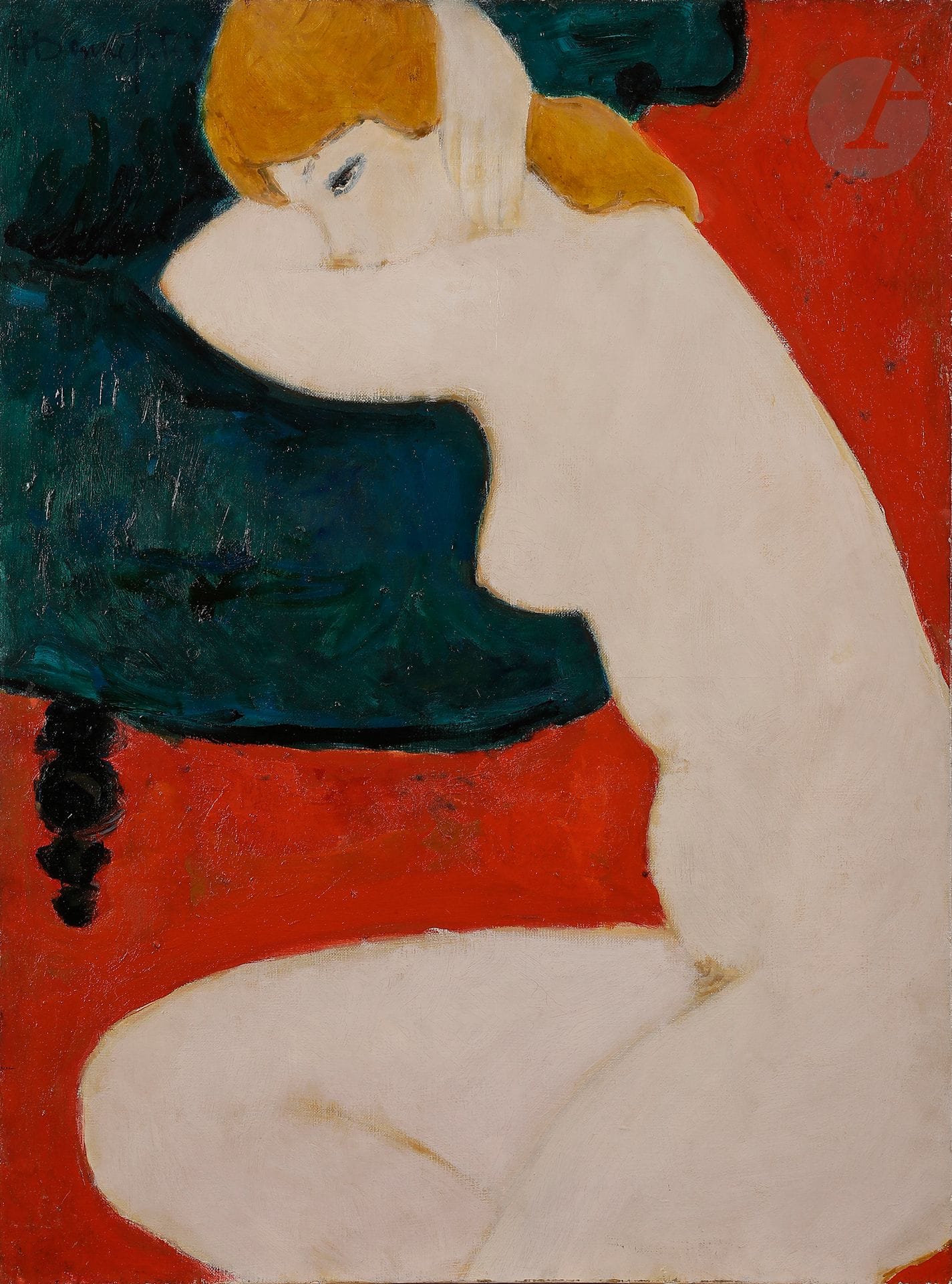 Alain BONNEFOIT (né en 1937)
Nu au guéridon, 1967
Huile sur toile.
Signée et datée en haut à gauche.
73 x 54 cm