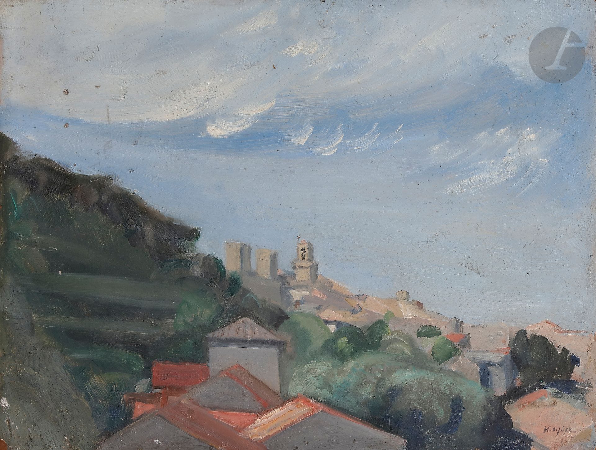 Edmond Charles KAYSER (1882-1965)
Village en bord de mer
Huile sur panneau.
Signée en bas à droite.
27 x 35 cm
