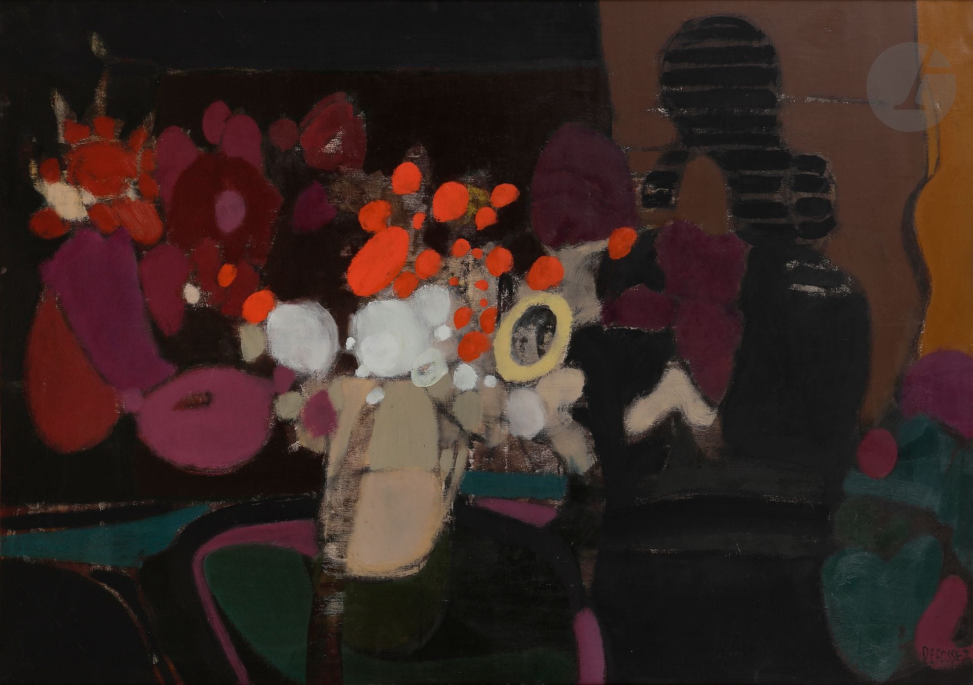Alfred DEFOSSEZ (né en 1932)
Silhouette au bouquet
Huile sur toile.
Signée en bas à droite.
Signée au dos.
(Usures et petits accidents).
81 x 116 cm