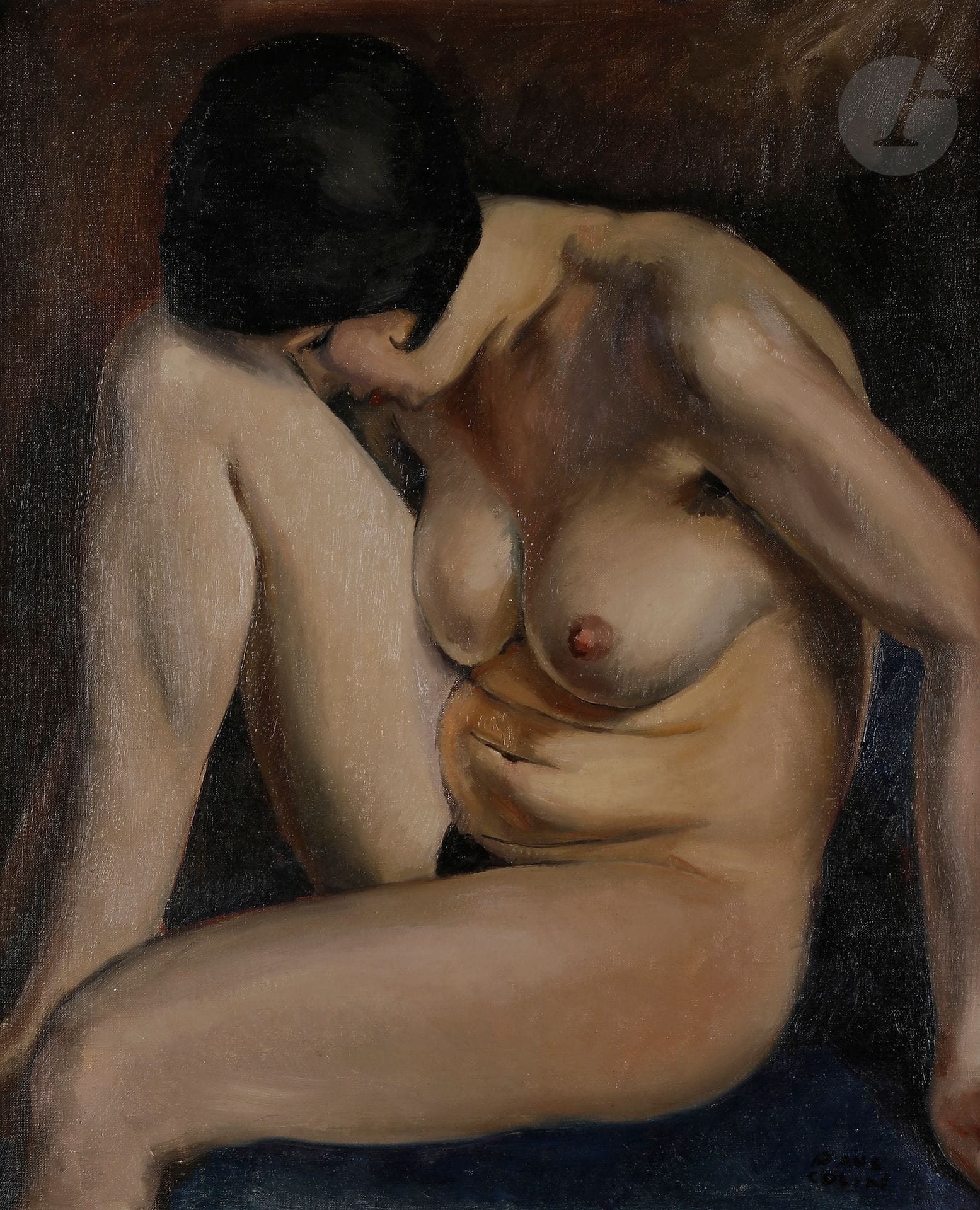 Paul COLIN (1892-1985)
Nu féminin assis
Huile sur toile.
Signée en bas à droite.
73 x 60 cm
