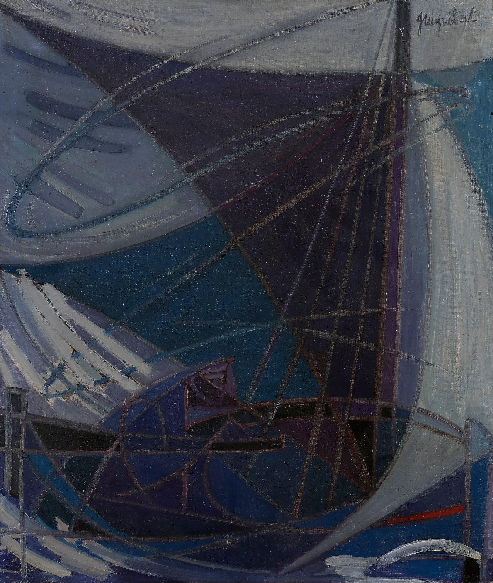 Jean-Claude GUIGNEBERT (1921-?)
Les Voiles
Huile sur toile.
Signée en haut à droite.
55 x 46 cm