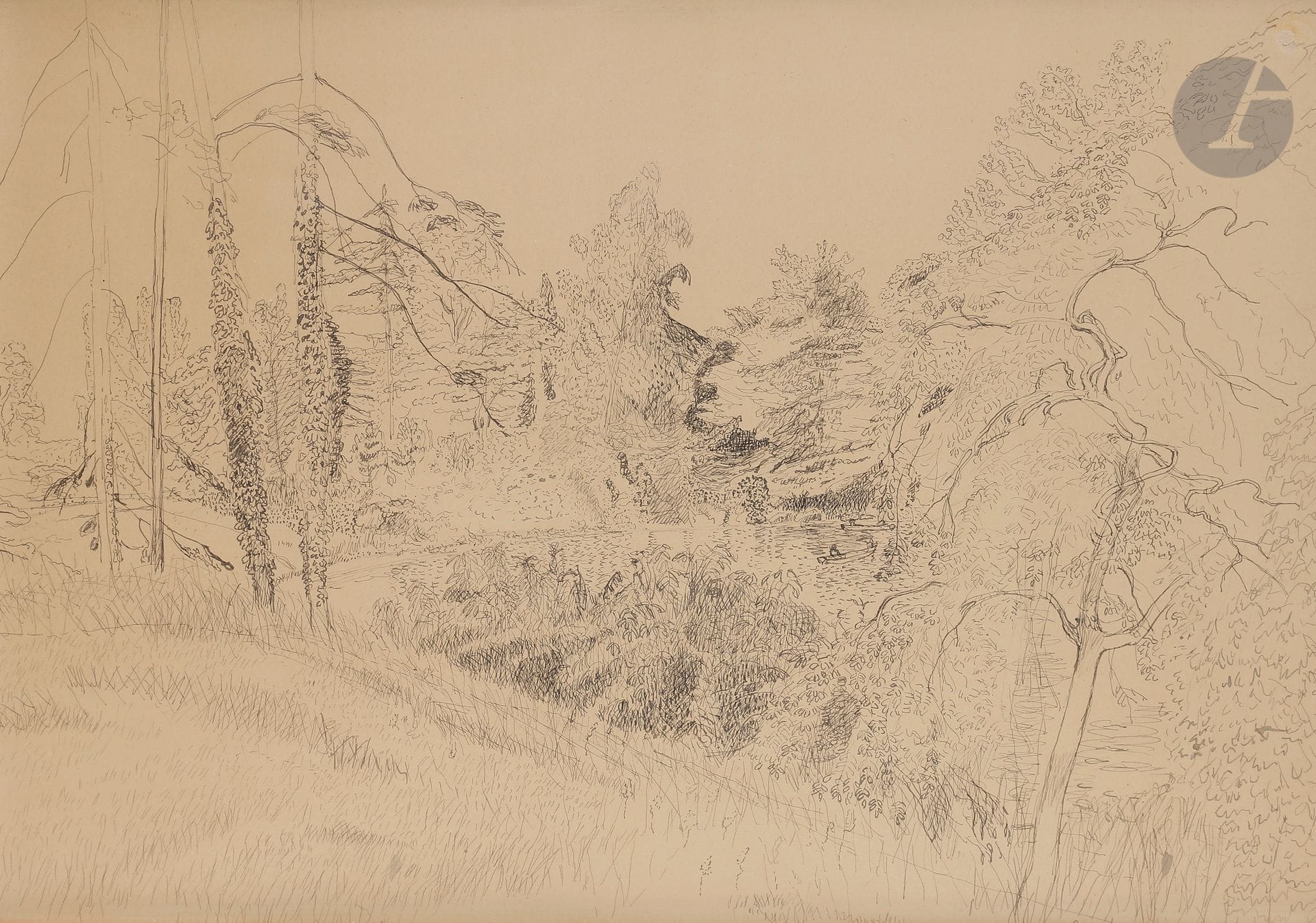 Maurice BRIANCHON (1899-1979)
Paysage
Encre.
Signée en bas à droite.
41 x 59 cm

Provenance : 
Galerie des Granges, Genève (étiquette au dos).