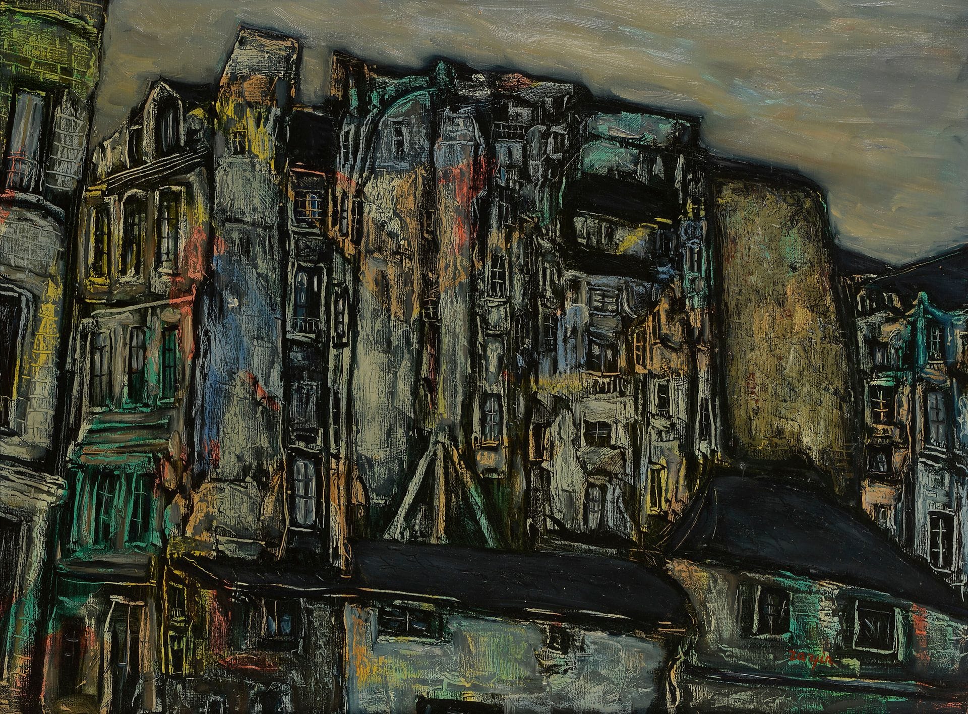 Faïbich Schraga ZARFIN (1899-1975)
Immeubles
Huile sur toile.
Signée en bas à droite.
60 x 81 cm

Nous remercions Madame Liliane Dulac-Zarfin et Monsieur Yves Dulac, fille et petit-fils de l'artiste d'avoir confirmé l'authenticité de cette œuvre.