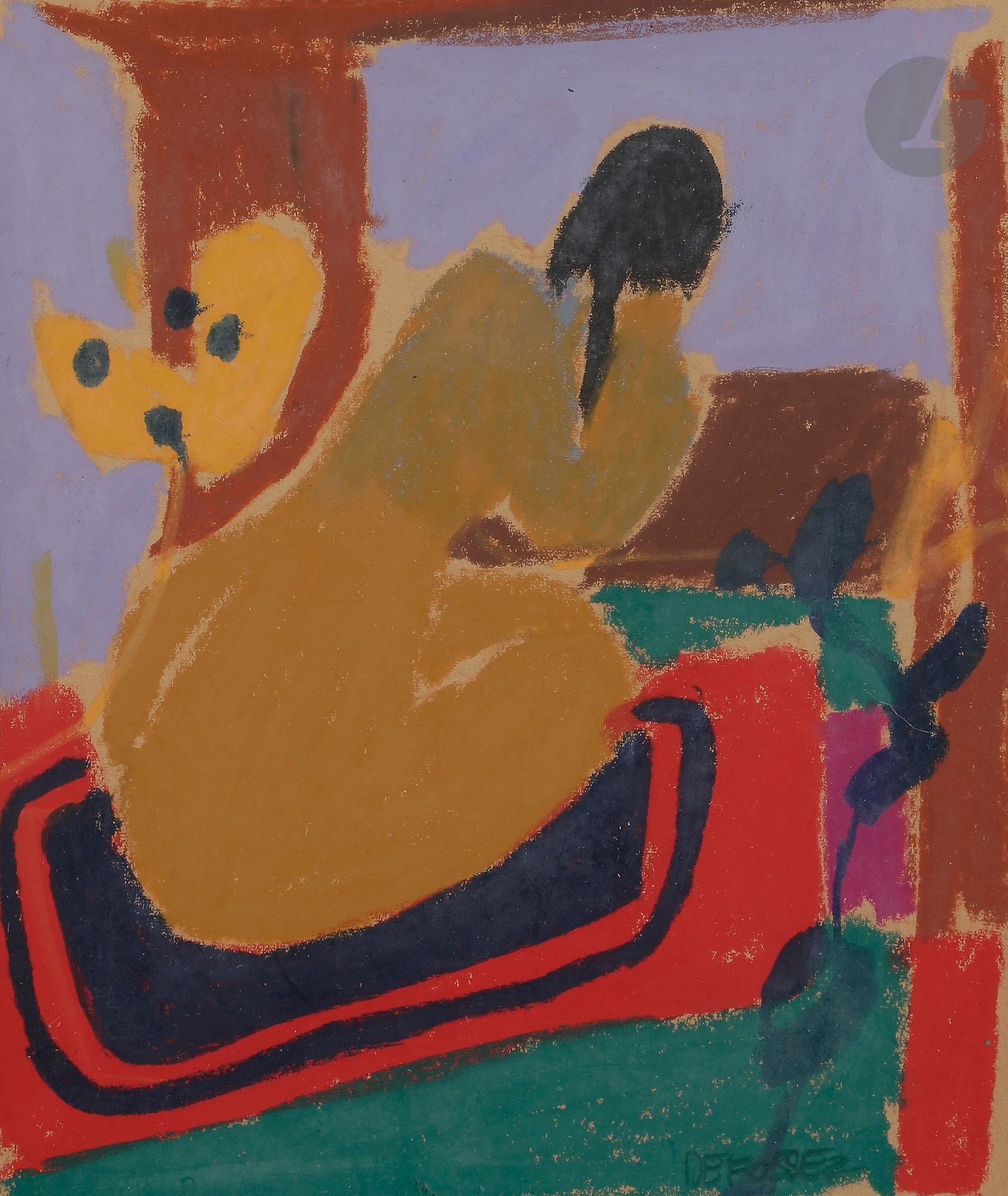 Alfred DEFOSSEZ (né en 1932)
Femme nue de dos
Pastel gras.
Signé en bas à droite.
19 x 16,5 cm