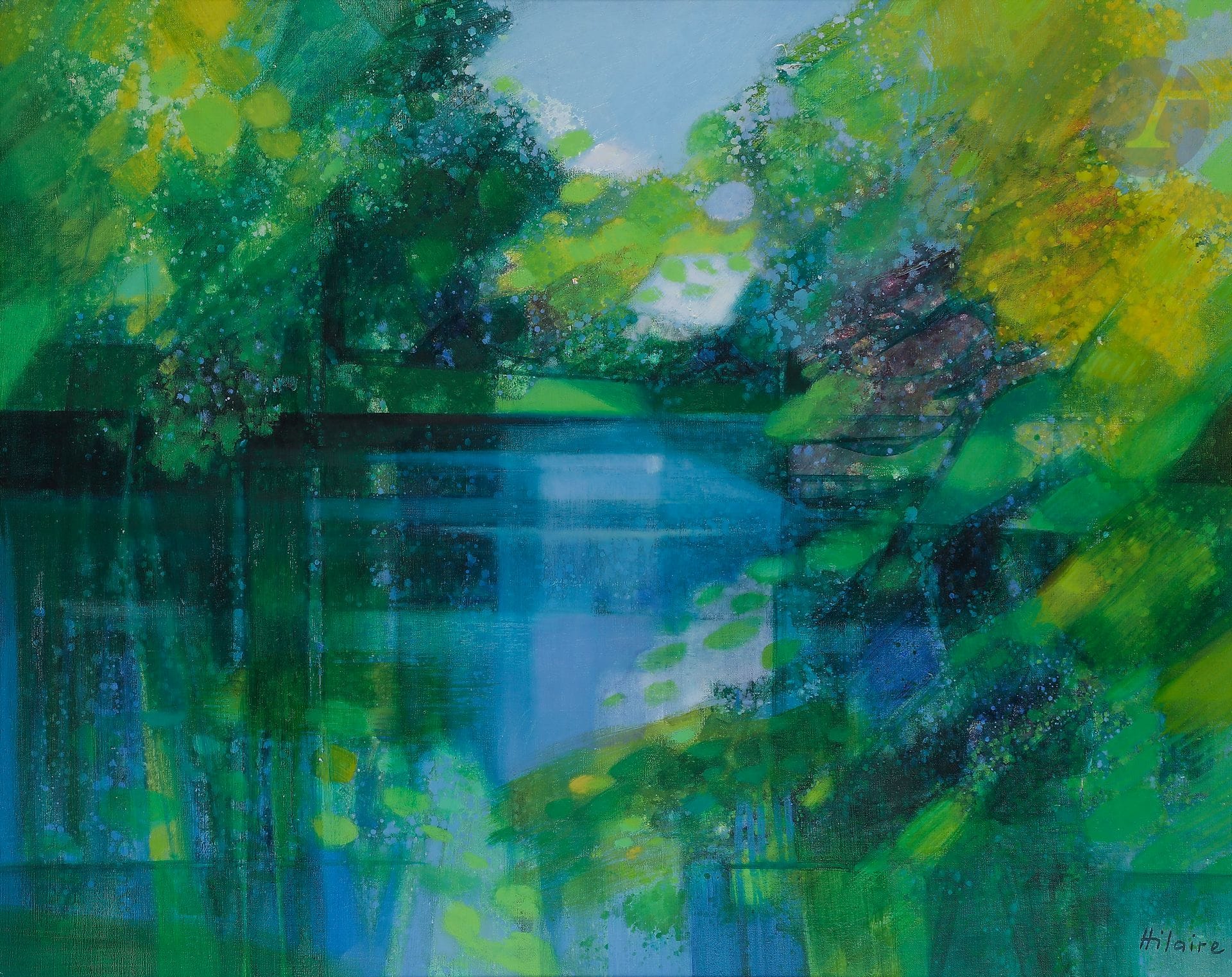 Camille HILAIRE (1916-2004)
L'Étang
Huile sur toile.
Signée en bas à droite.
73 x 92 cm