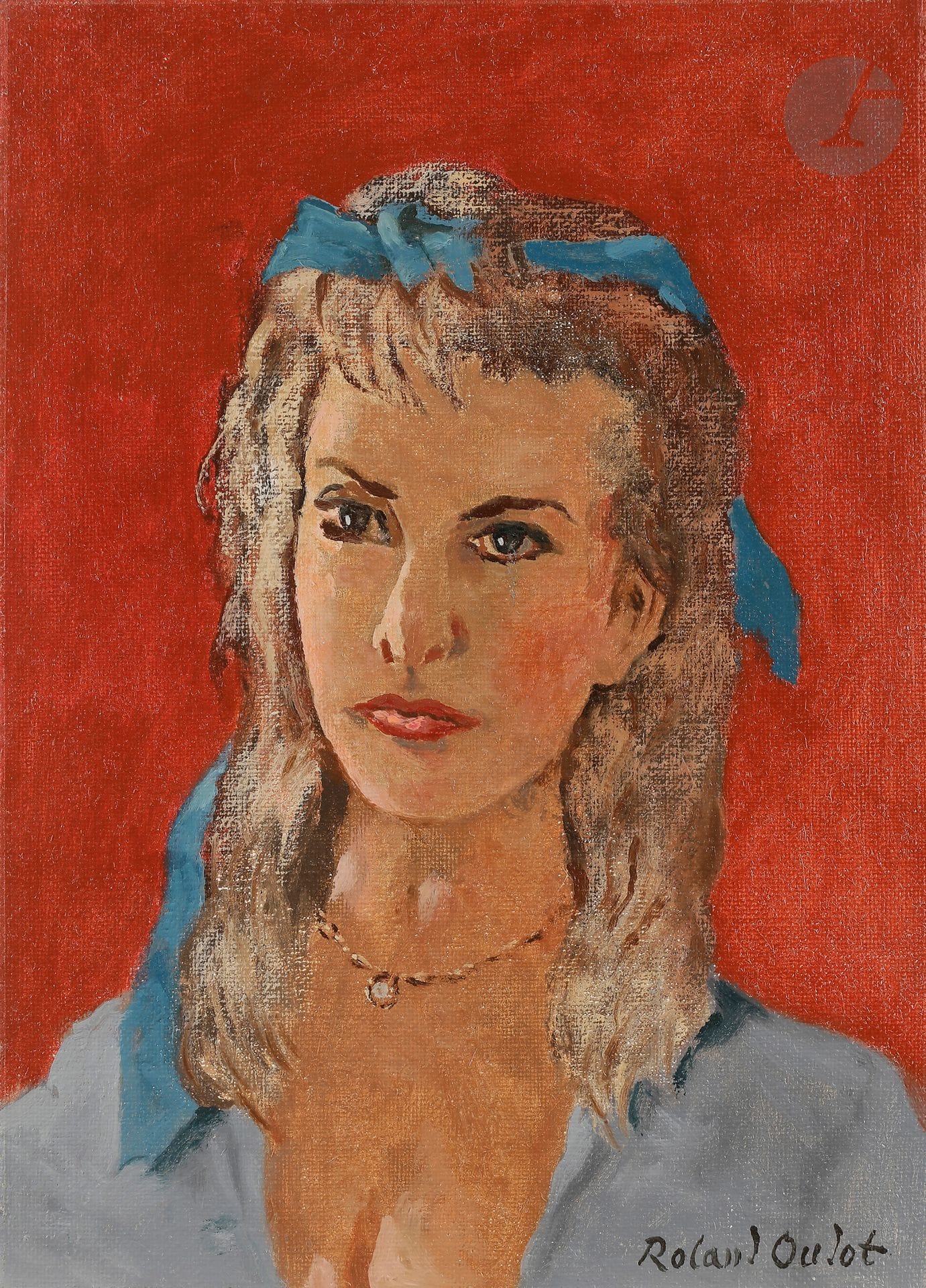 Roland OUDOT (1897-1981)
Femme au ruban bleu
Huile sur toile.
Signée en bas à droite.
46 x 33 cm