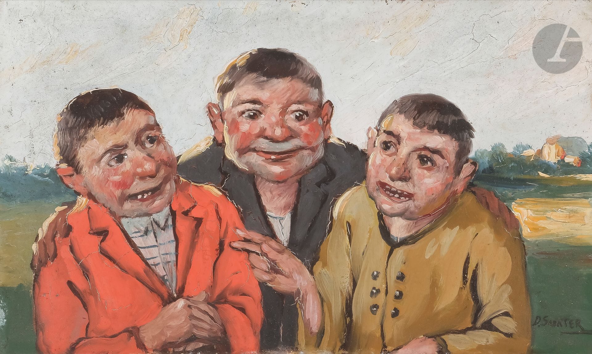 Daniel SABATER Y SALABERT (1888-1951)
Trois personnages
Huile sur panneau.
Signée au dos.
12 x 19,5 cm