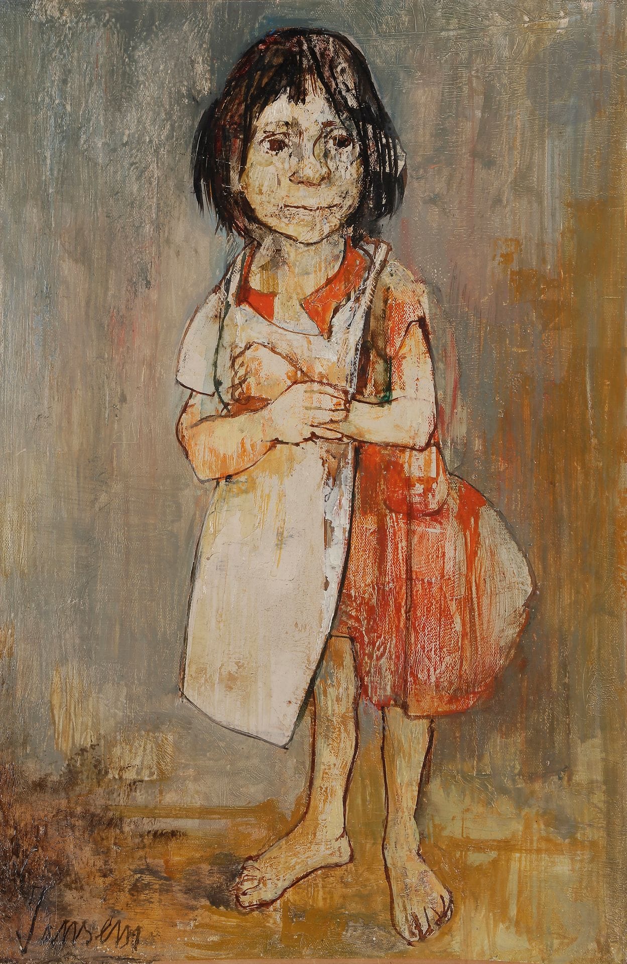 Jean JANSEM (1920-2013)
Fillette au tablier
Huile sur toile.
Signée en bas à gauche.
40 x 26,5 cm