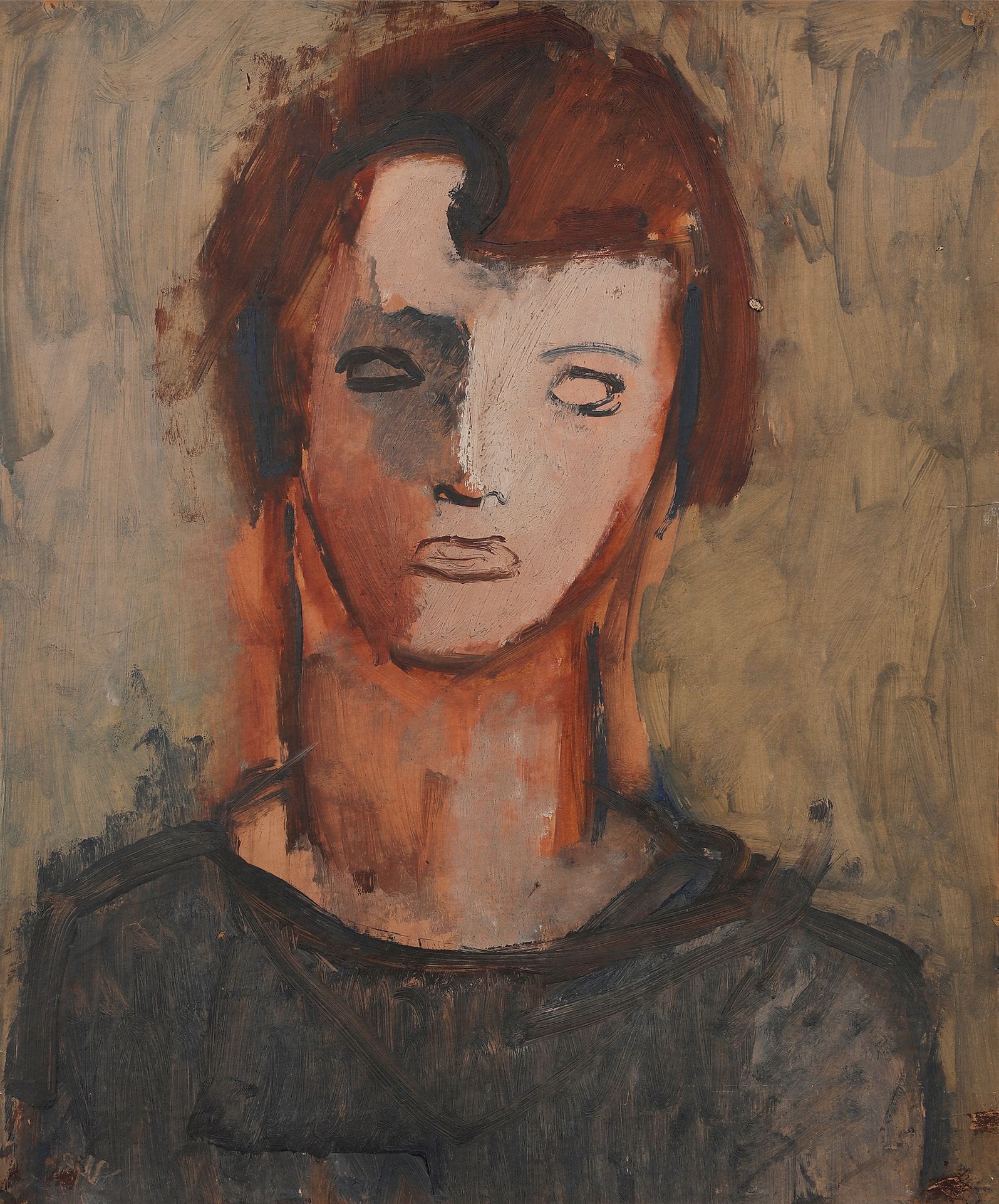 Jean HELION (1904-1987)
Portrait de femme, vers 1928
Huile sur papier monté sur toile.
Non signée.
55 x 46 cm

Œuvre en rapport : 
Portrait de femme répertoriée sous le n° 76 dans le Catalogue Raisonné de l'œuvre de Jean Hélion en ligne.