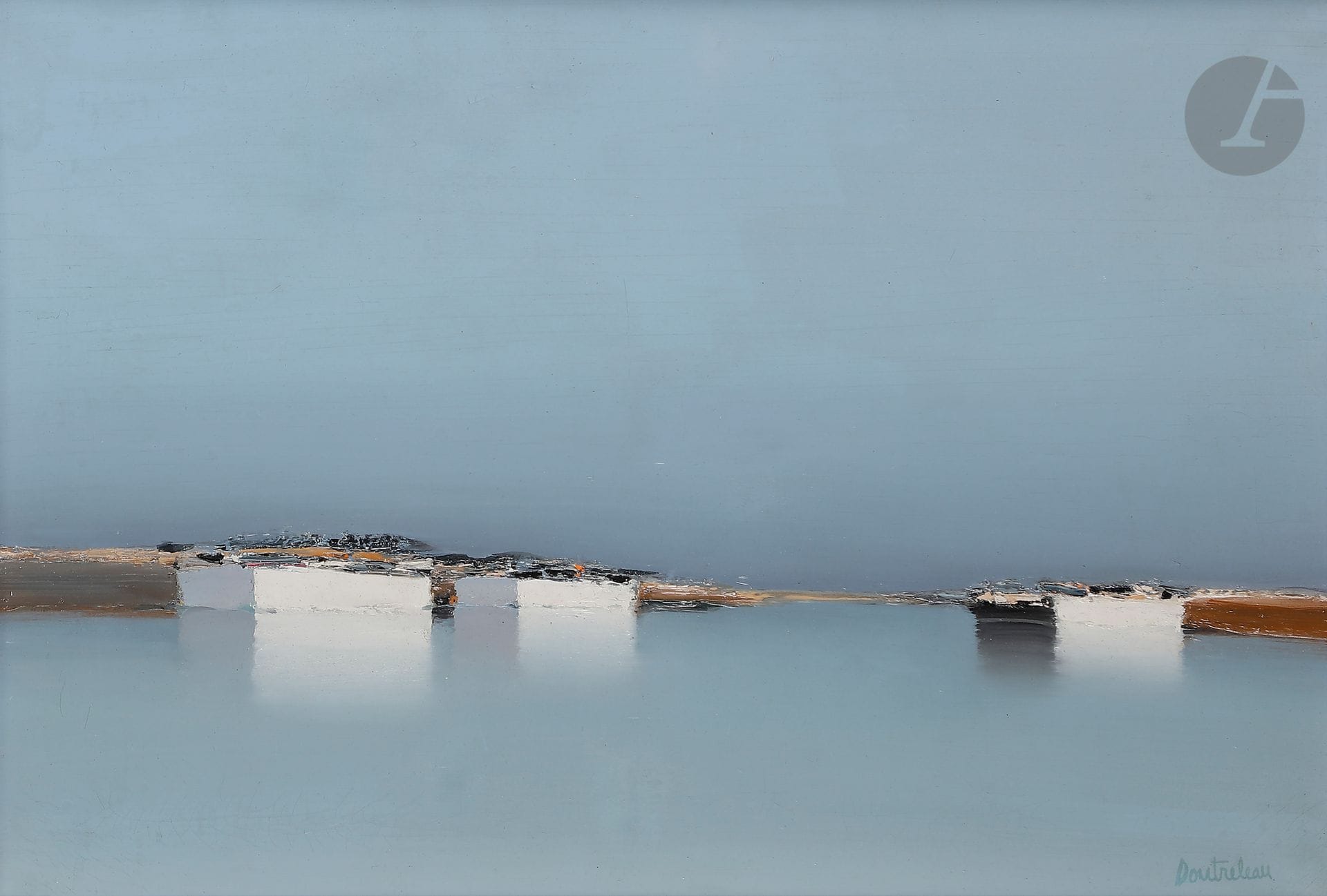 Pierre DOUTRELEAU (né en 1938)
Barques
Huile sur toile.
Signée en bas à droite.
46 x 65 cm