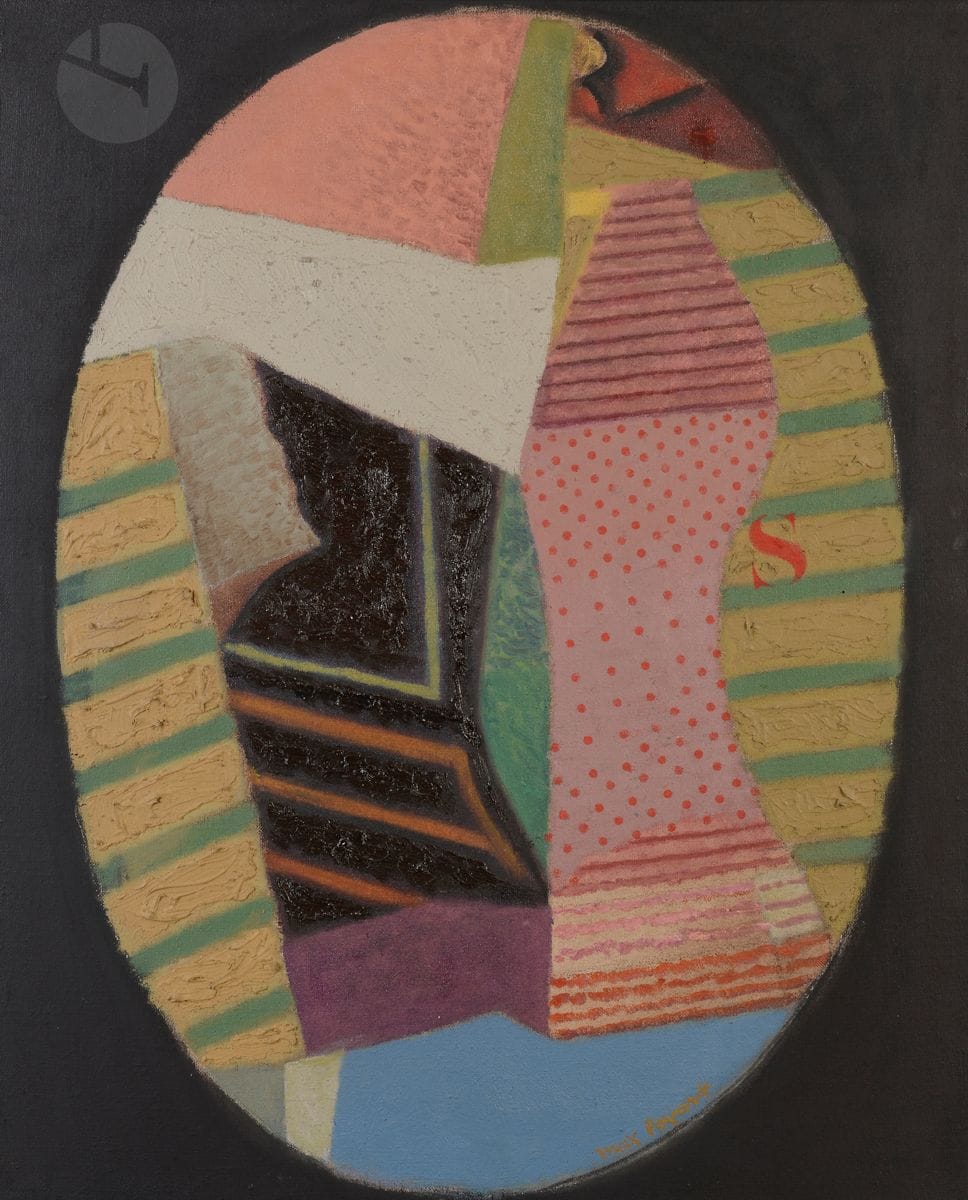 Max PAPART (1911-1994)
Chez la couturière, 1969
Huile sur toile.
Signée en bas vers la droite.
Signée, datée et titrée au dos.
81 x 65 cm

Provenance : 
Galerie Camille Renault, Puteaux (sa marque au dos).
