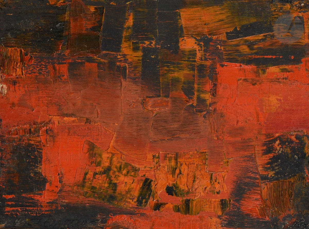 
Armand FERNANDEZ dit ARMAN (1928-2005



)L'Orage, 1957Oil



on panel.



Signed and dated lower left.



14 x 19 cmThis





work is registered in the Denyse Durand-Ruel Archives under the number 2689







.







We thank Mrs Denyse Durand-Ruel for the information she gave us.












