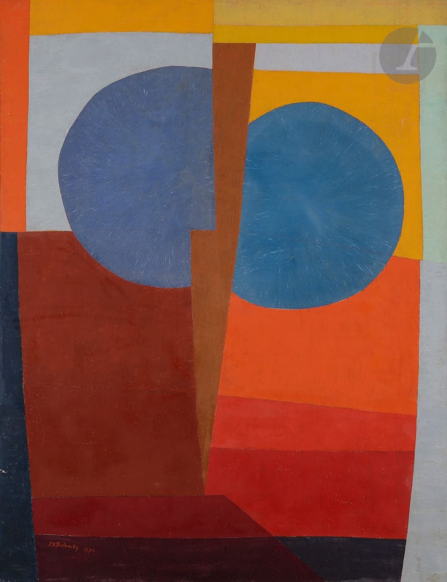 Jacqueline Vladimir PAVLOWSKY (1921-1971)
Vivre et mourir, 1970
Huile sur toile.
Signée et datée en bas à gauche.
Signée, datée et titrée au dos.
(Petit manque).
116 x 89 cm

Provenance : 
- Atelier Jacqueline Pavlowsky (tampon au dos).
- Collection de Monsieur F., Var.