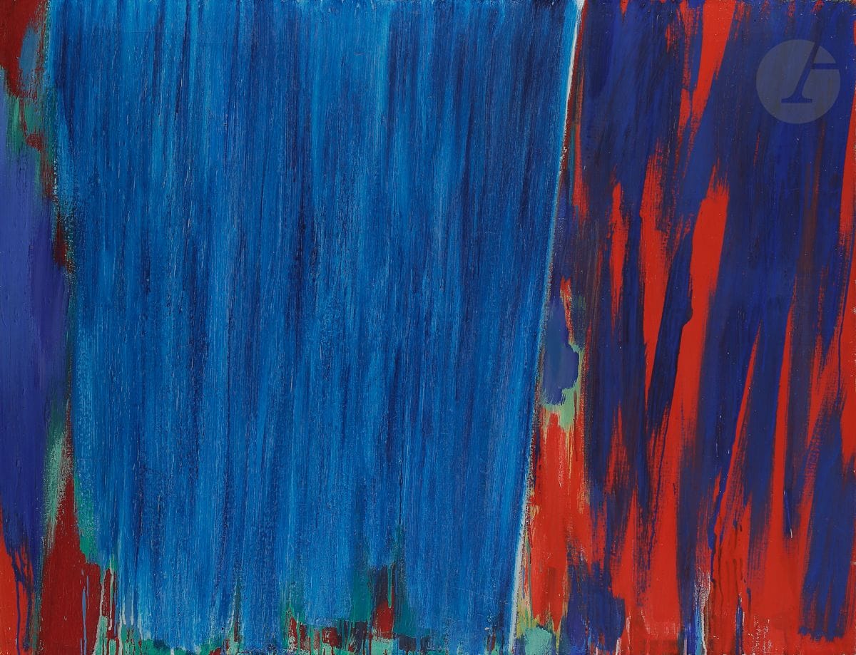 Claude BELLEGARDE (1927-2019)
Nouveau monde, 1962
Huile sur toile.
Signée, datée et titrée au dos.
(Craquelures).
89 x 116 cm