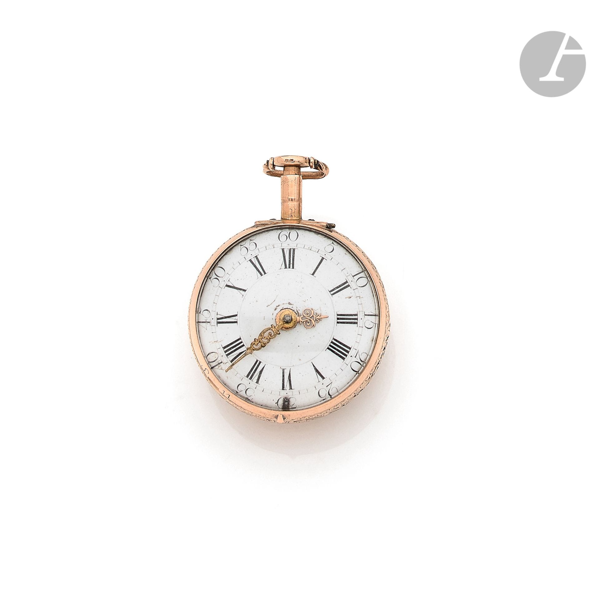 GRAHAM à Londres

N° 189

Montre de poche à sonnerie en or 18K (750), cadran émail blanc, index chiffres romains formant les heures, mouvement à coq, sonnerie sur cloche heures et quarts, (à revoir), boîtier lisse. Diamètre : 40 mm. Poids brut : 76,8 g