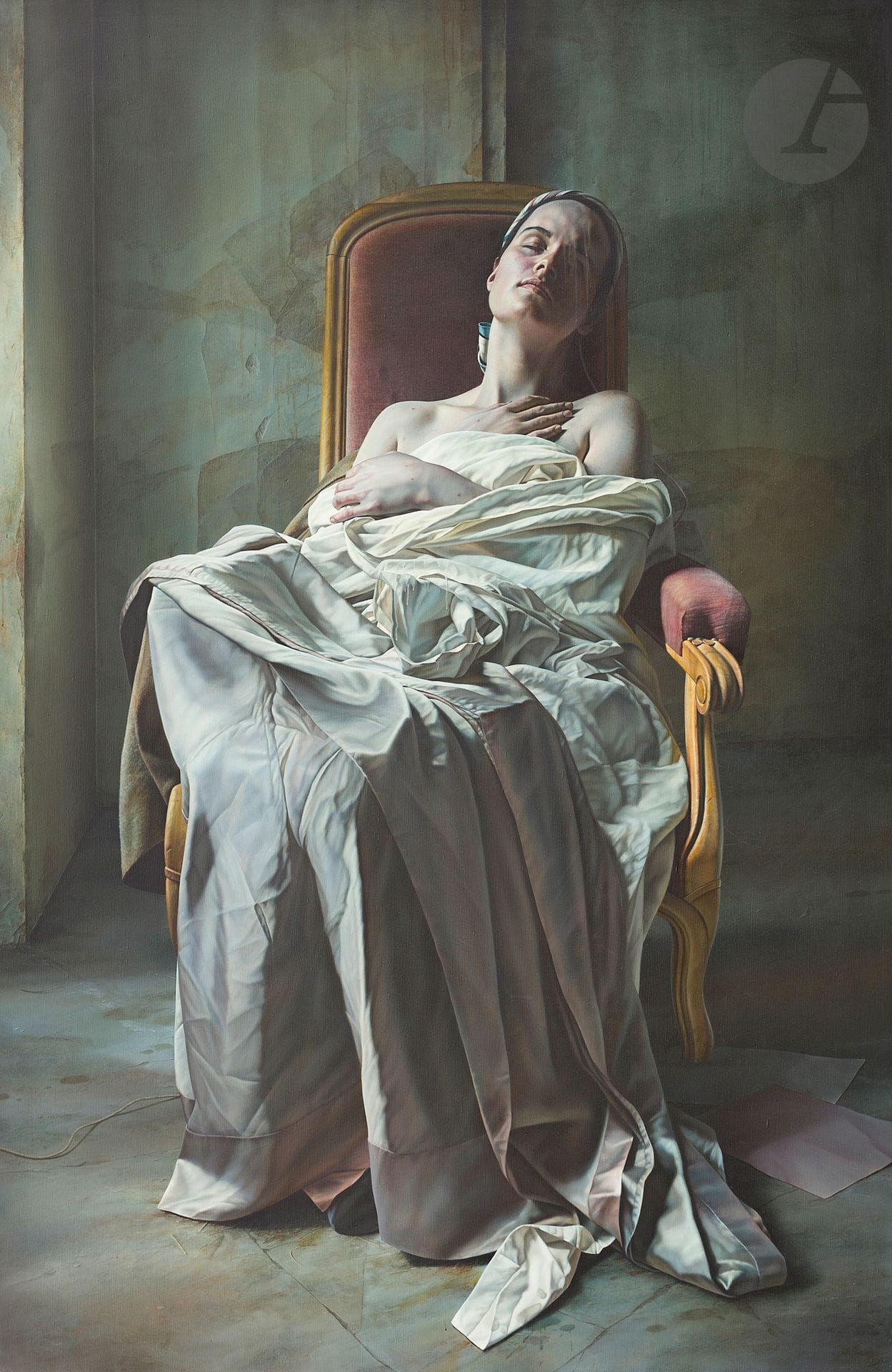 
Istvan SANDORFI [hongrois] (1948-2007)



Le Sommeil de Johanna, 1992



Huile sur toile.



Signée, datée et titrée au dos.



195 x 130 cm





Provenance : .



Collection V., Hauts-de-Seine.





Bibliographie :



Istvan Sandorfi Works,1987-1997, Éditions Garnier Nocera, 1997, reproduit.
