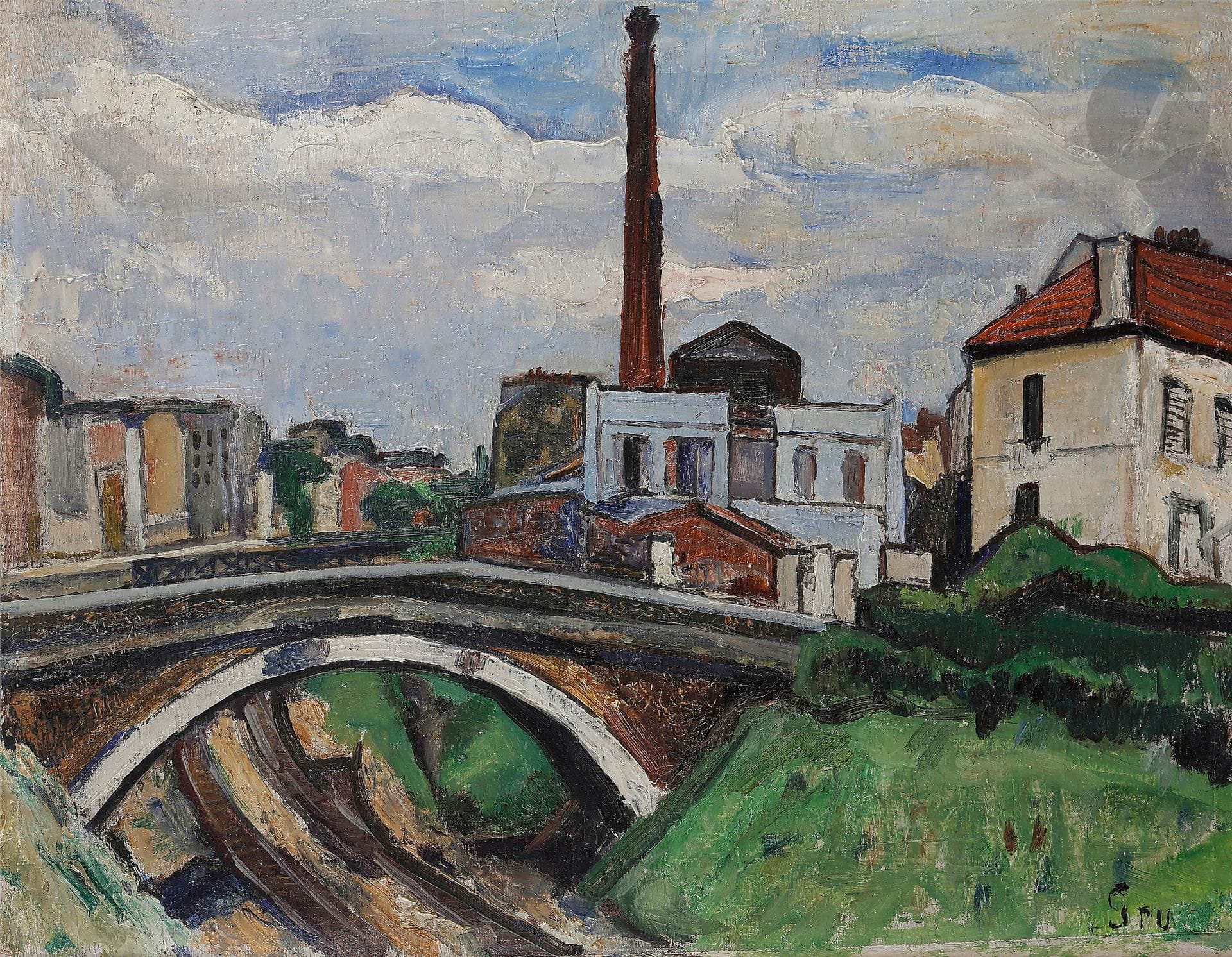 Nathan GRUNSWEIGH (1880-1943)
Vincennes, la gare
Huile sur panneau.
Signée "Gru" en bas à droite.
39 x 49 cm
