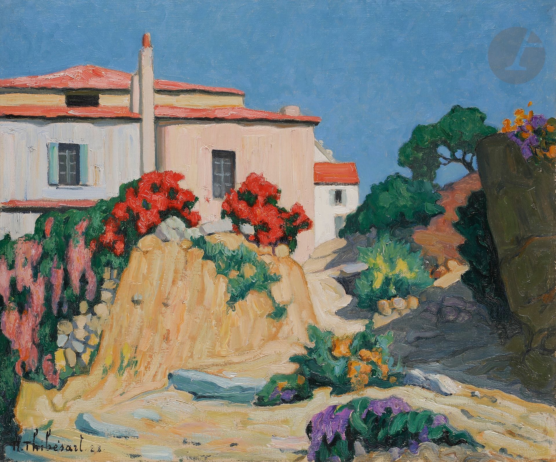Raymond THIBÉSART (1874-1963)
Calvi, 1928
Huile sur toile.
Signée et datée en bas à gauche.
Signée et titrée au dos.
54 x 65 cm

Provenance : 
Famille de l'artiste.