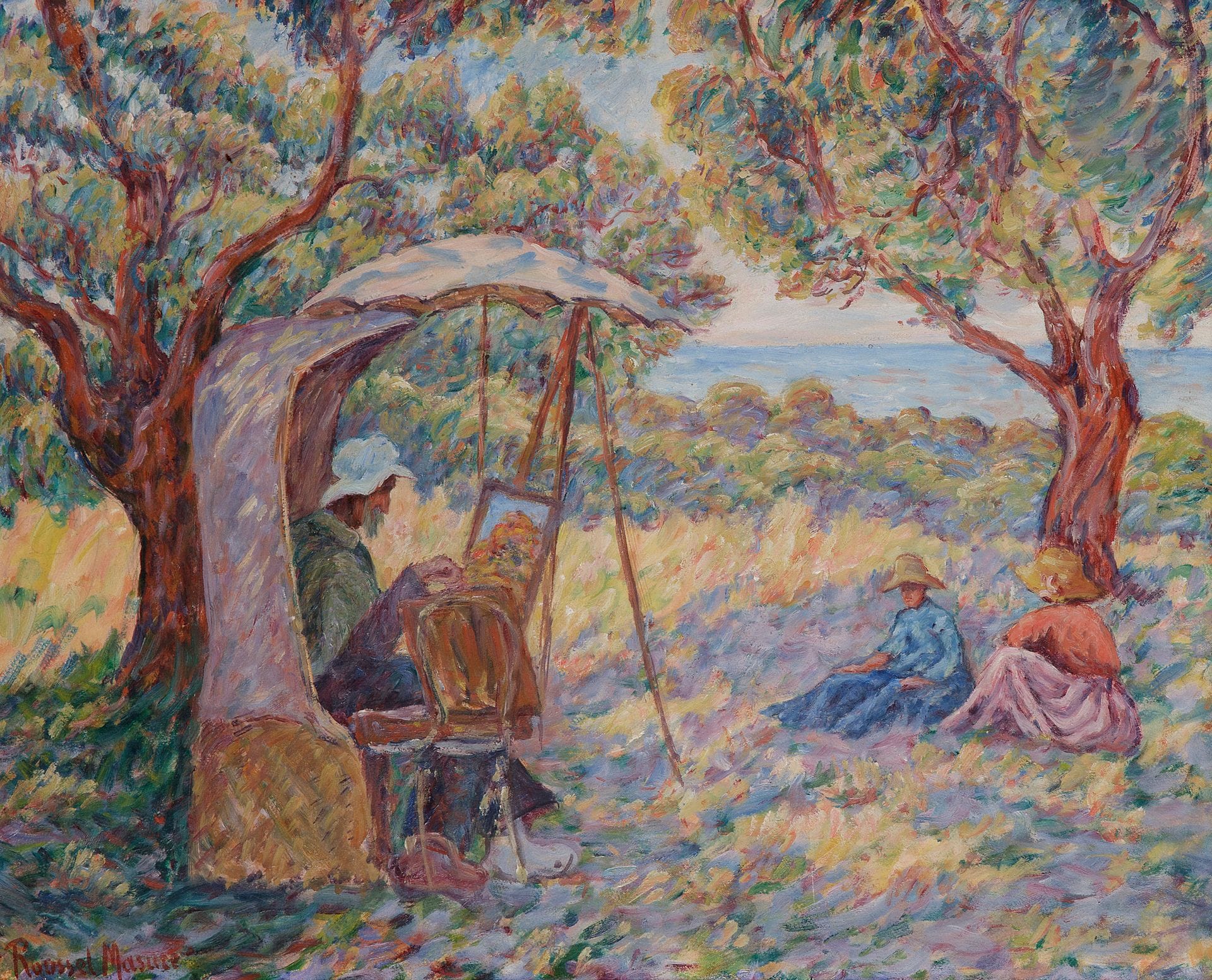 
Henri ROUSSEL-MASURE (1863-1919)



Cagnes, Renoir au chevalet



Huile sur papier contrecollé sur toile.



Signée en bas à gauche.



Titrée au dos.



46 x 55 cm
