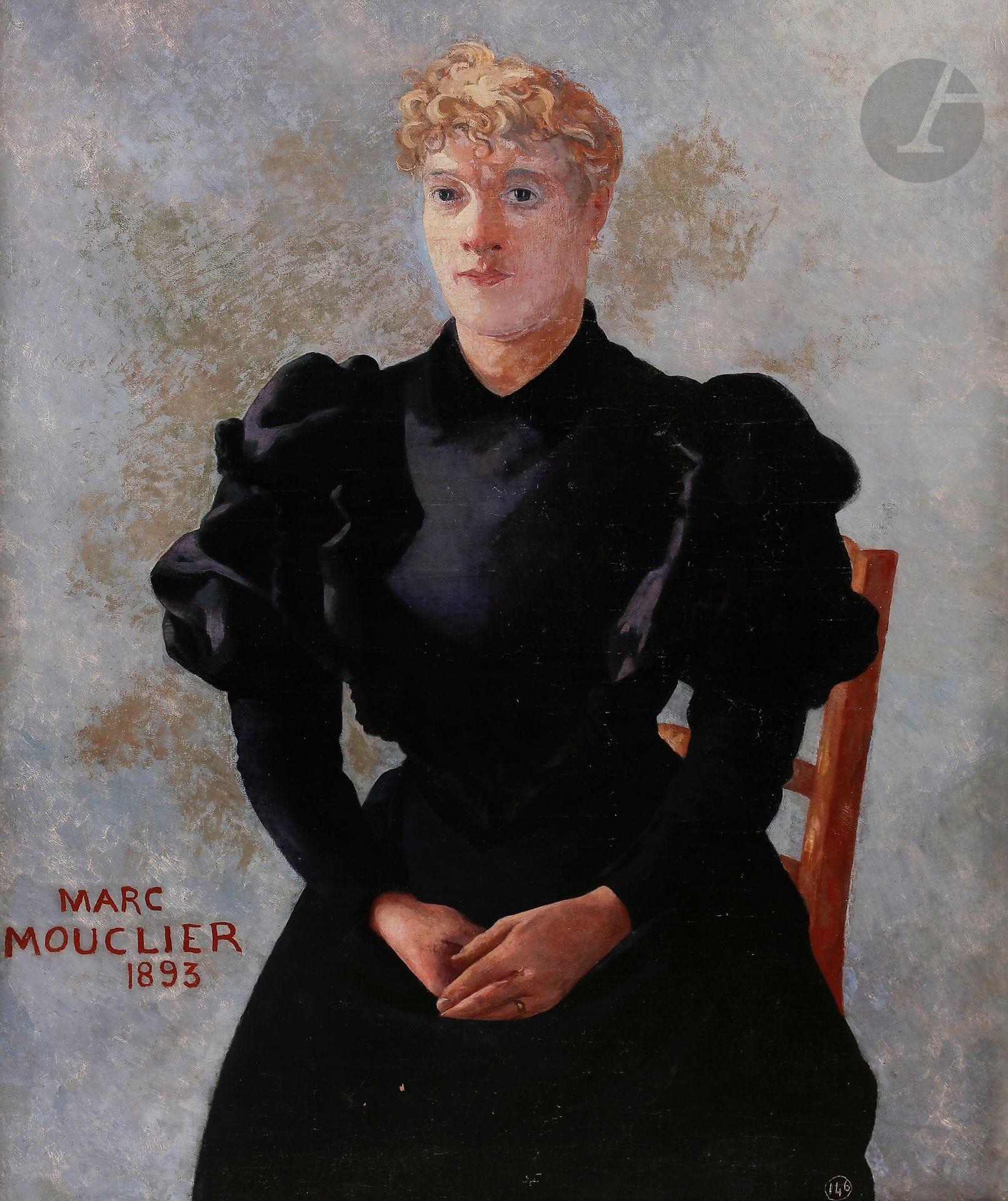 Marc MOUCLIER (1866-1948)
Femme assise, 1893
Huile sur toile.
Signée et datée en bas à gauche.
(Petits manques).
100 x 80 cm