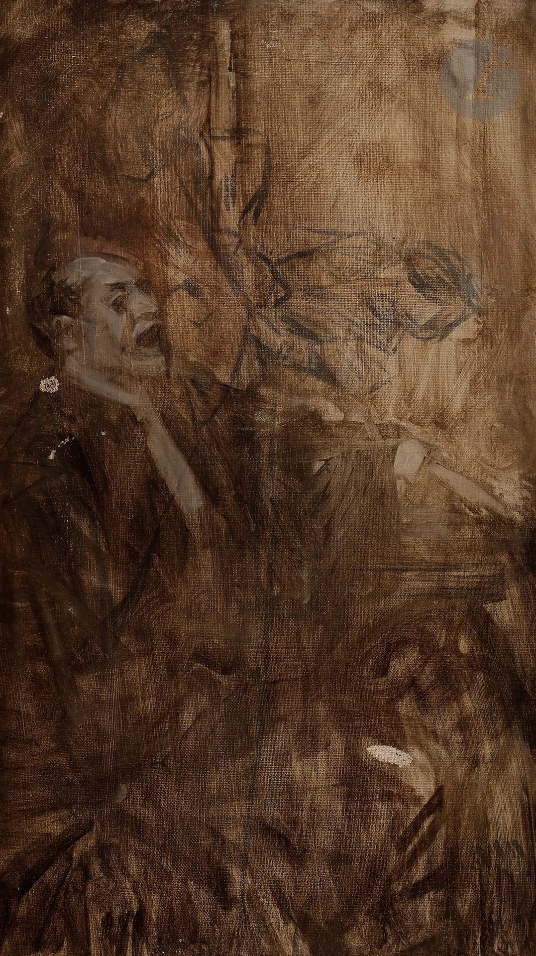 Jean-Louis FORAIN (1852-1931)
La Plaidoirie
Huile sur toile.
(Accidents).
46 x 27 cm

Un certificat de Madame Valdès-Forain pourra être remis à la charge de l'acquéreur.