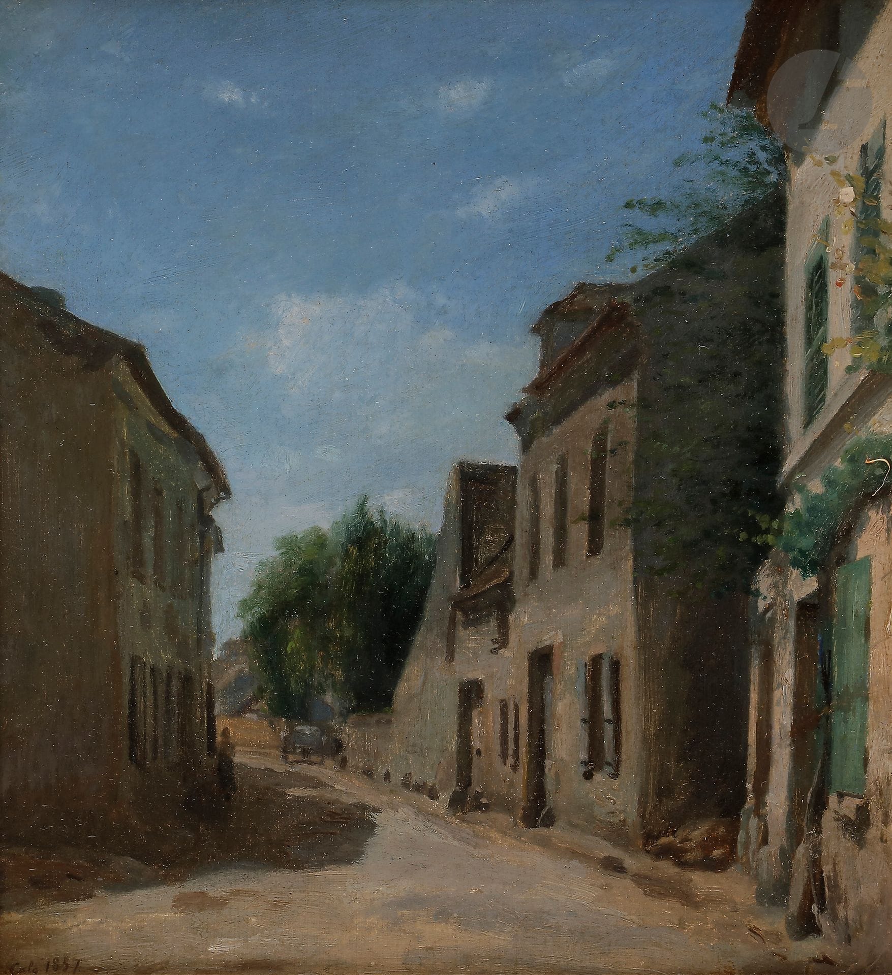 Adolphe Félix CALS (1810-1880)
Rue de village, 1857
Huile sur toile.
Signée et datée en bas à gauche.
29 x 27 cm