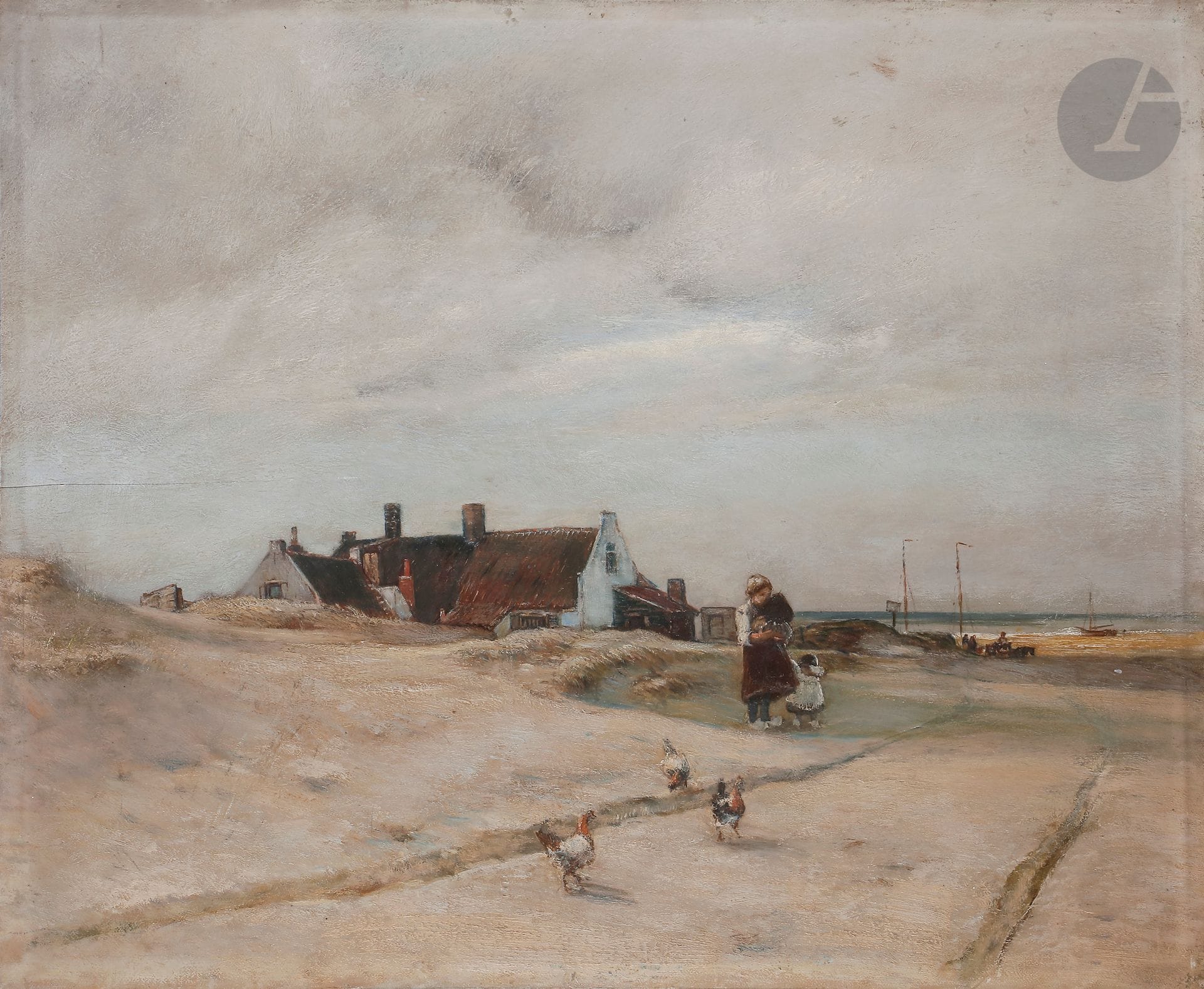 Rudolf RIBARZ (1848-1904)
Bord de mer à Cayeux-sur-Mer
Huile sur panneau.
Timbrée au dos.
Annotée sur une étiquette.
(Fente au panneau).
44,5 x 54 cm