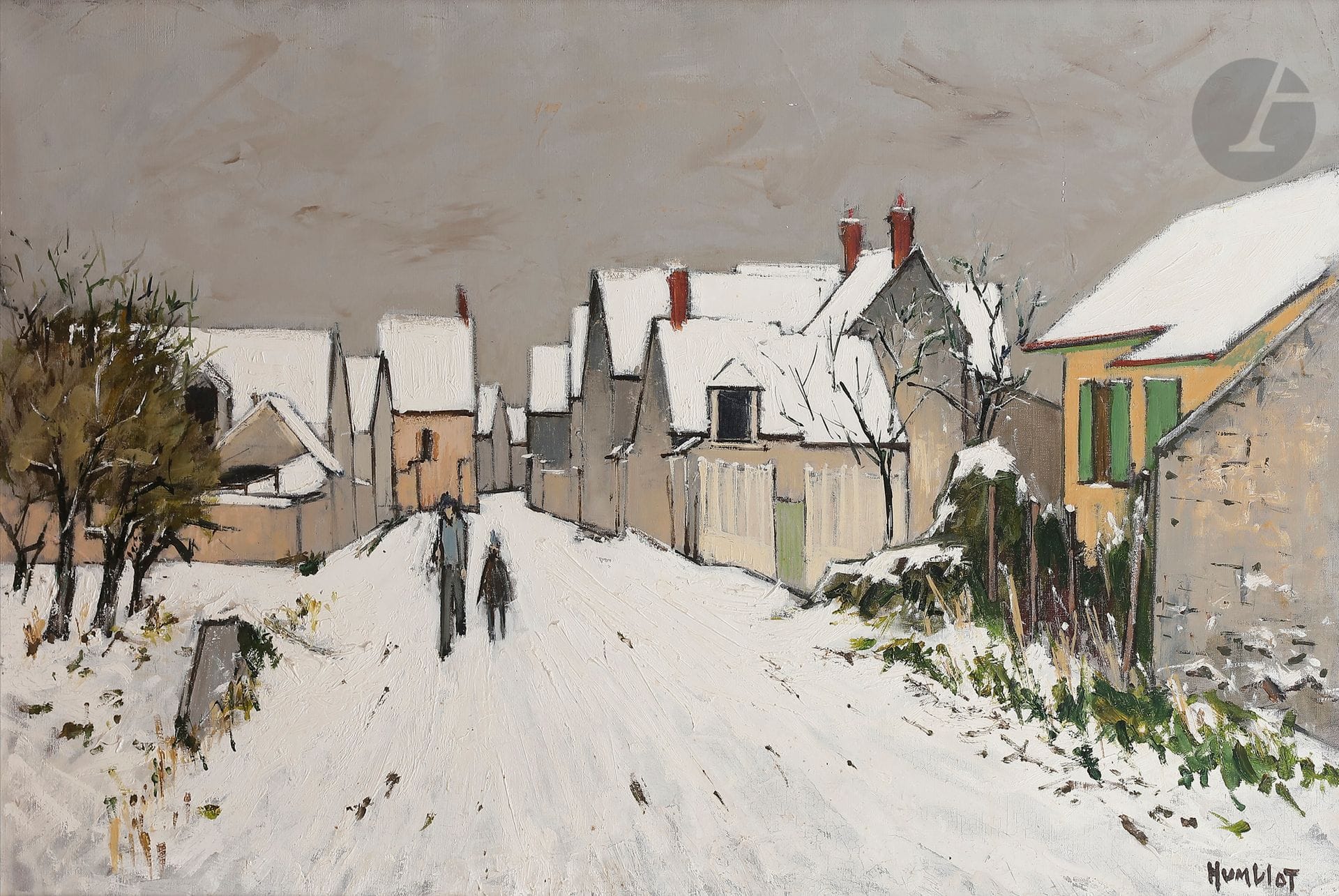 Robert HUMBLOT (1907-1962)
Neige à Noisy, 1961
Huile sur toile.
Signée en bas à droite.
60 x 92 cm

Exposition : 
Galerie Romanet, Paris (étiquette au dos).