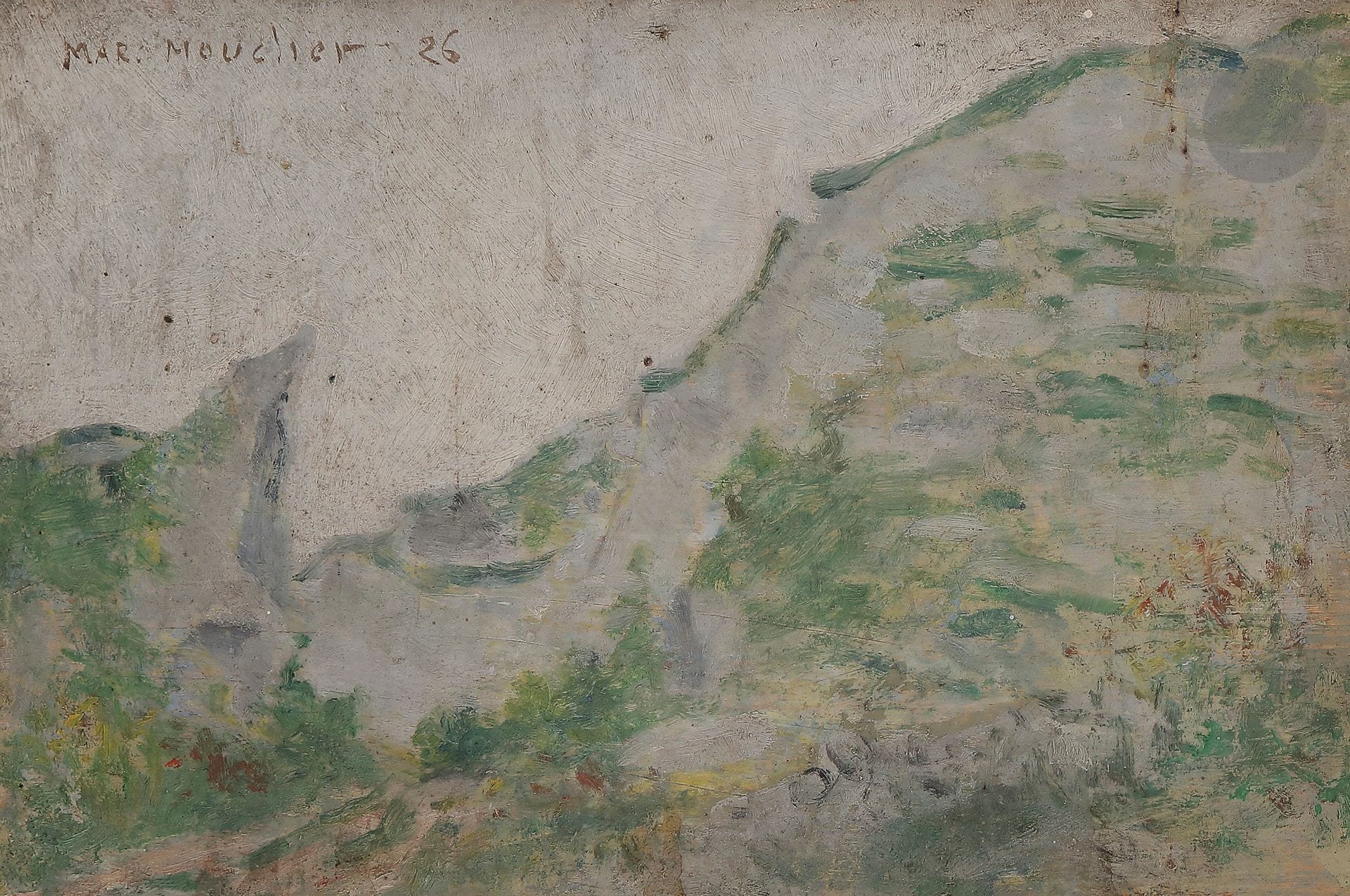 Marc MOUCLIER (1866-1948)
Paysage, 1926 - La Plantation, 1941 - La Route, 1942
3 huiles sur carton.
Signées et datées. 
13 x 20 cm - 21 x 27 cm - 40 x 27.5 cm