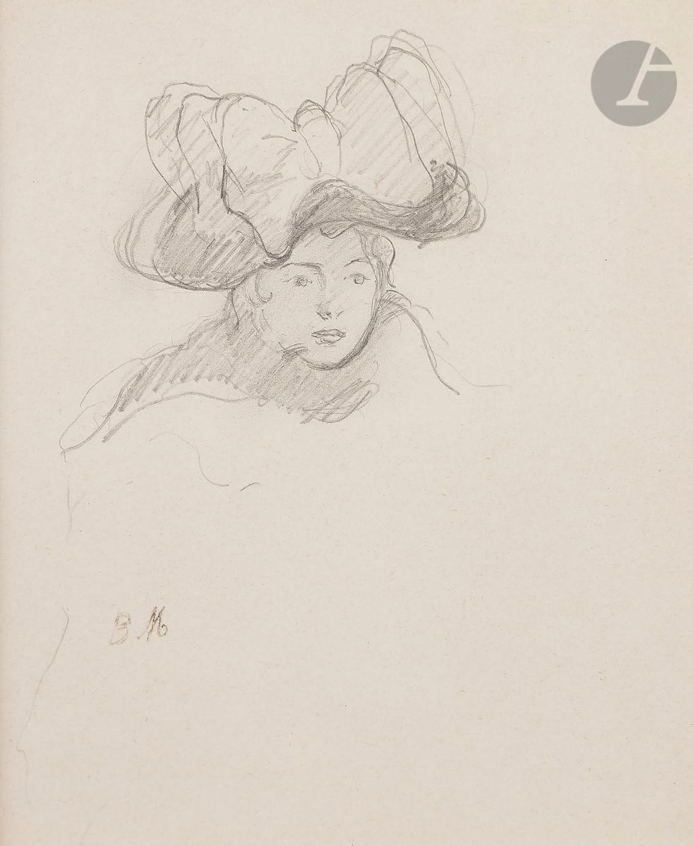 Berthe MORISOT (1841-1895)
Portrait de jeune fille au chapeau
Mine de plomb.
Timbrée en bas à gauche (Lugt 388a).
17 x 15 cm