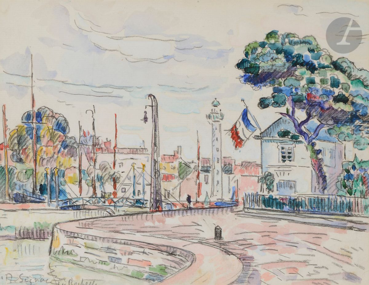 Paul SIGNAC (1863-1935)
La Rochelle, vers 1920
Aquarelle.
Signée et située en bas à gauche.
22,5 x 29 cm

Une attestation de Madame Marina Ferretti en date du 7 septembre 2021 sera remise à l'acquéreur.