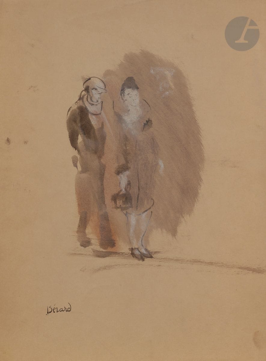 Christian BÉRARD (1902-1949)
Couple
Lavis d'encre et gouache.
Timbrées en bas à gauche.
31,5 x 23,5 cm