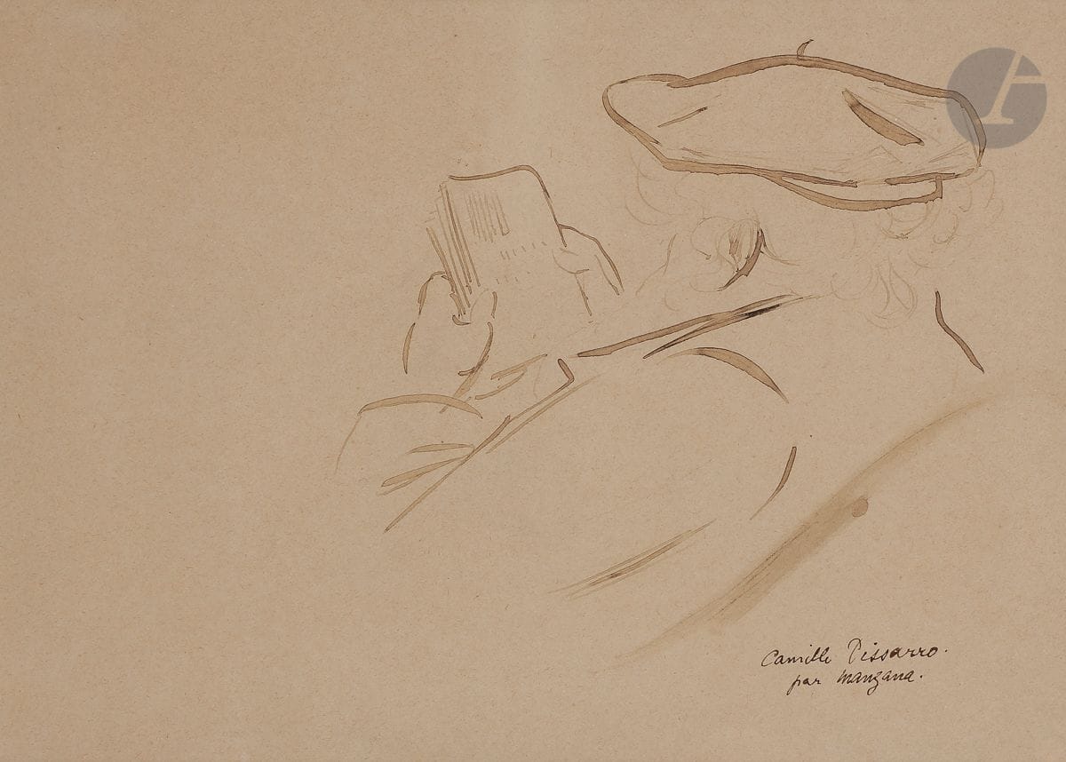 Georges MANZANA-PISSARRO (1871-1961
)Camille Pissarro readingInk
.
Annotated "Camille Pissarro by Manzana" on the lower right.
18 x 24,5 cm



