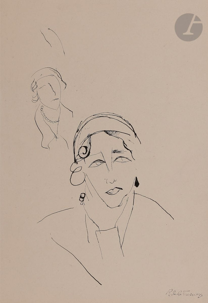 Roger de LA FRESNAYE (1885-1925)
Visage de femme
Encre.
Timbrée en bas à droite.
31 x 21,5 cm