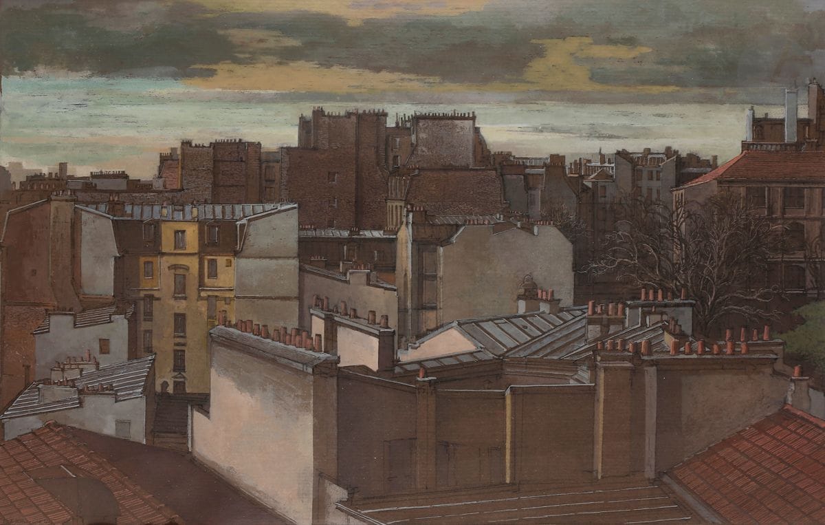 Erik DESMAZIERES (né en 1948)
Paris, la rue Livingstone, 2005
Gouache et encre.
Signée et datée en bas à gauche.
40 x 63 cm

Provenance : 
Galerie Jan Krugier, Ditesheim.

Exposition : 
Fiac Paris, 2006, Galerie Jacques Elbaz.