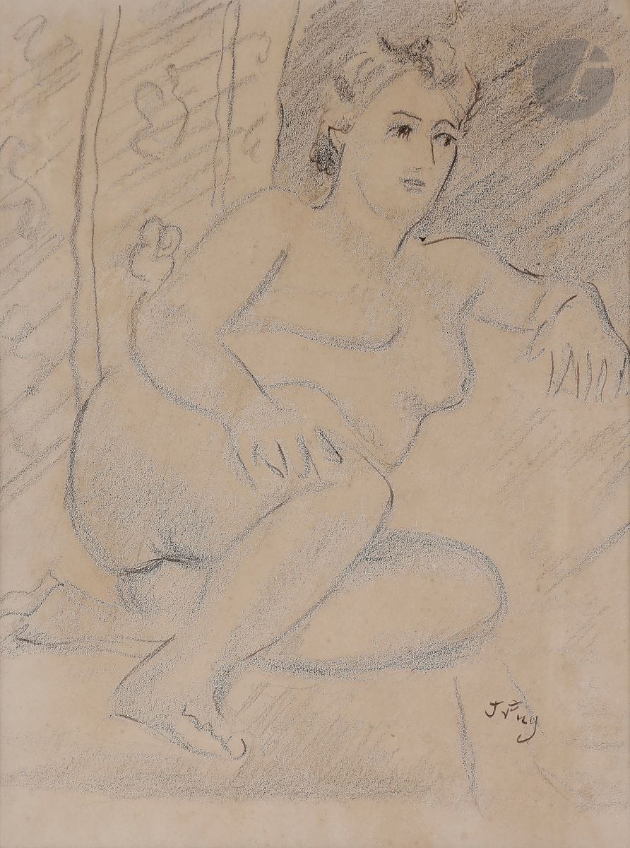 Jean PUY (1876-1960)
Nu accoudé
Fusain et estompe.
Signé en bas à droite.
26 x 19 cm

Provenance : 
Collection Aristophil Aguttes, 1er avril 2019, n° 240