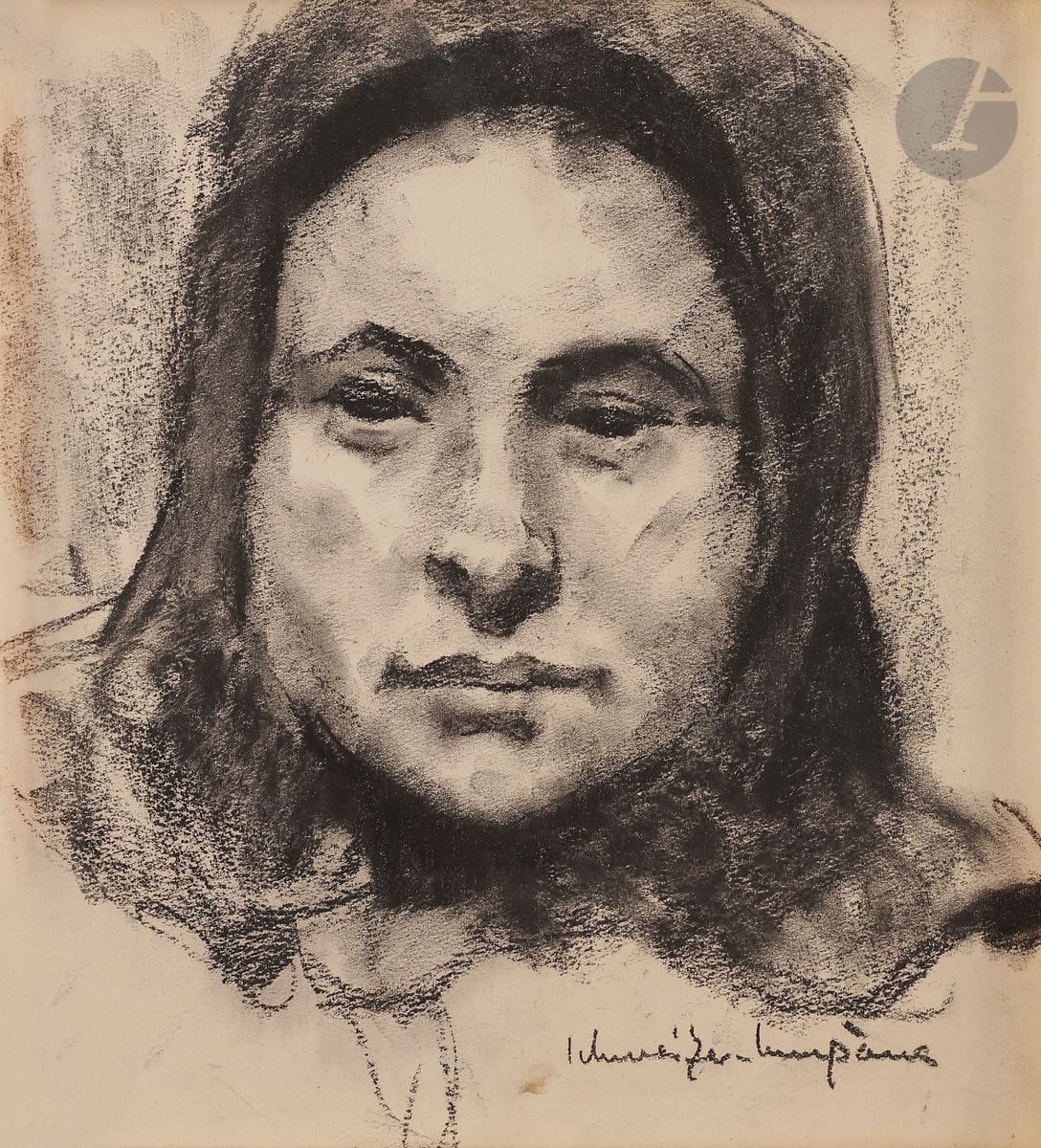 Rudolf SCHWEITZER-CUMPANA (1886-1975
)Peasant woman with a scarf, ca. 1917-18Chalkboard
on paper.
Signed lower right.
28 x 26 cm




