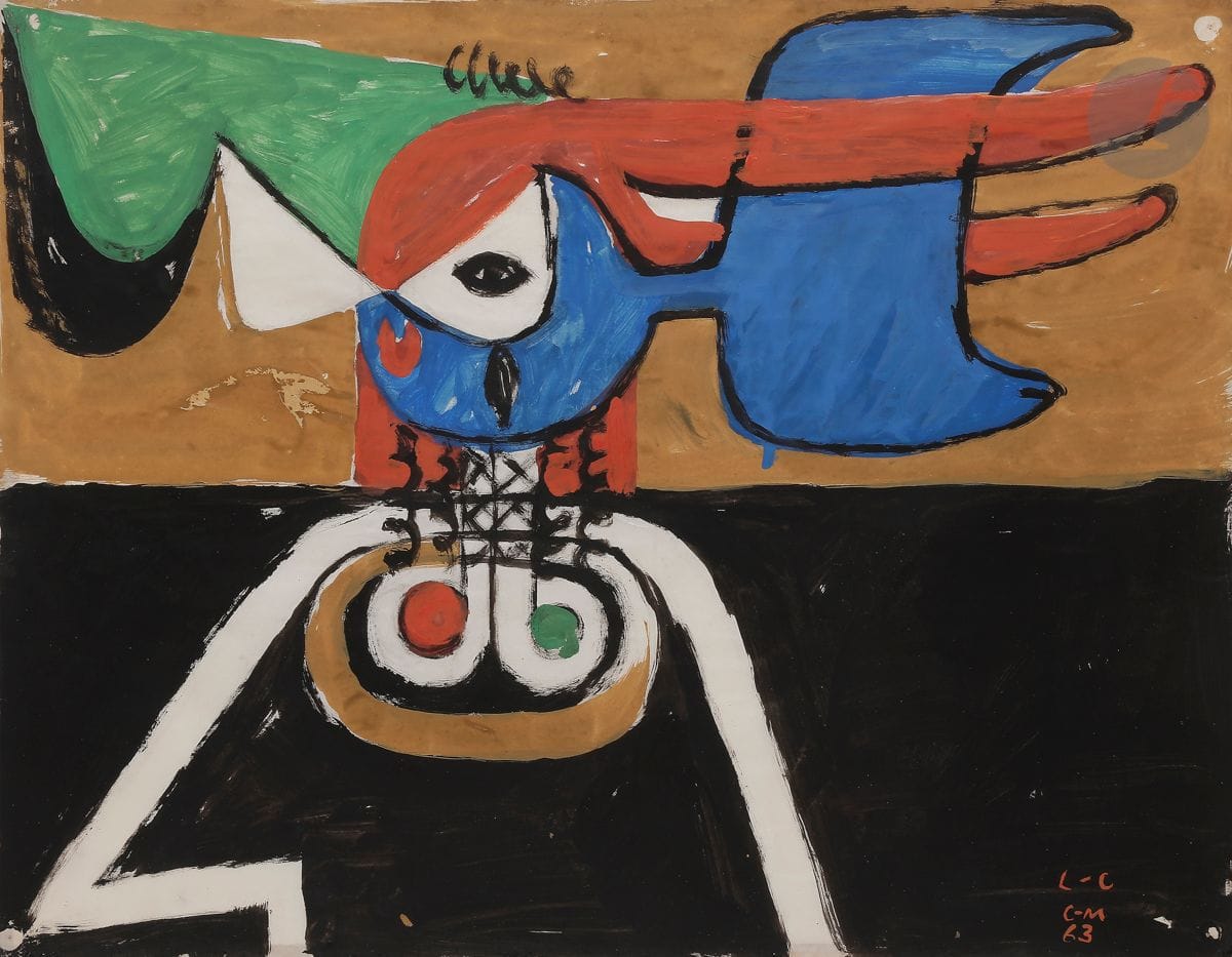 Charles-Edouard JEANNERET dit LE CORBUSIER (1887-1965)
Taureau,1963
Caséine sur papier.
Monogrammée, datée et située en bas à droite
44 x 56 cm

Un certificat de monsieur Eric Mouchet en date du 11 février 2019 sera remis à l'acquéreur.