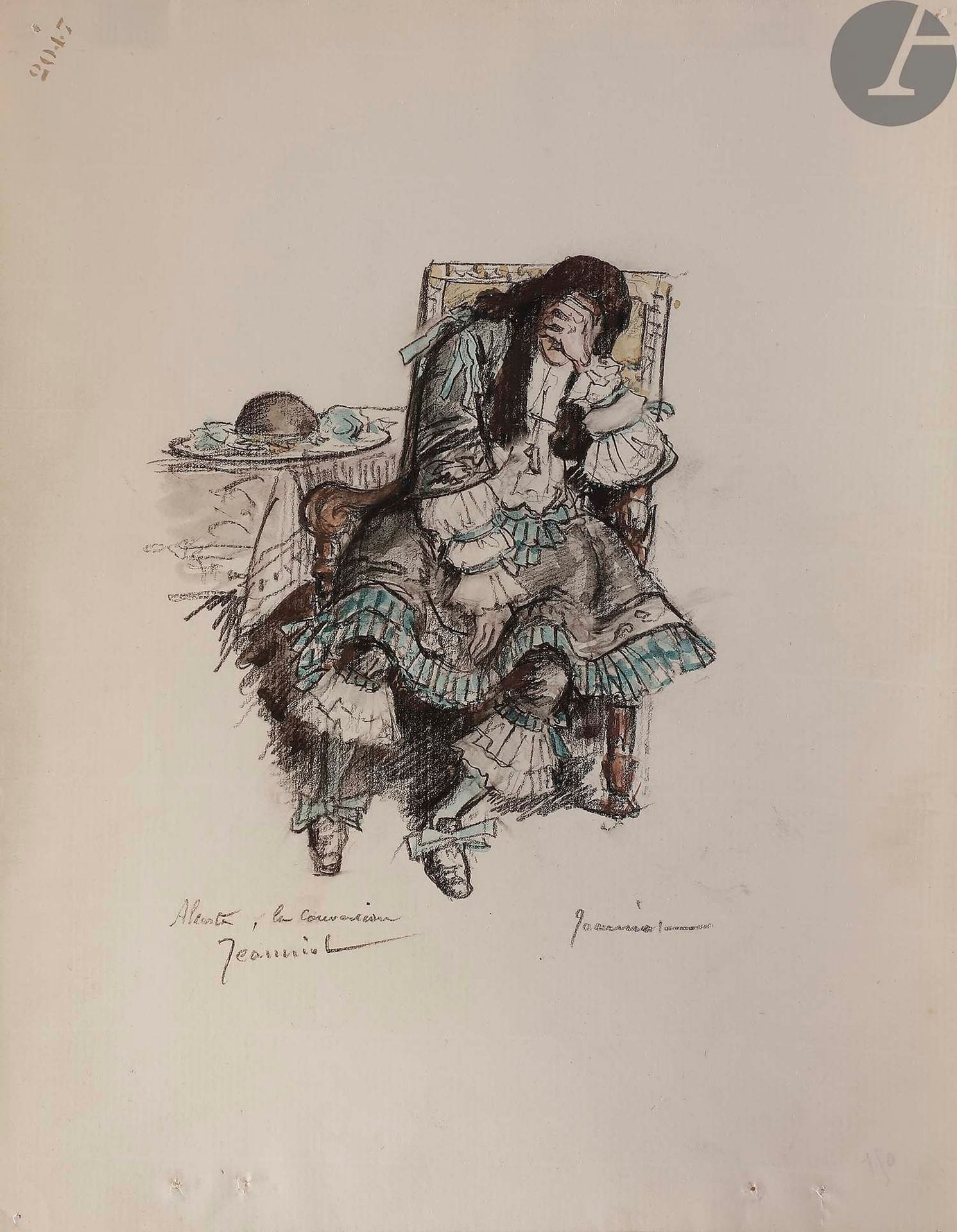 Pierre-Georges JEANNIOT (1848-1934)
Gentilhomme
2 aquarelles et fusain.
26 x 20.5 cm et 31 x 23 cm