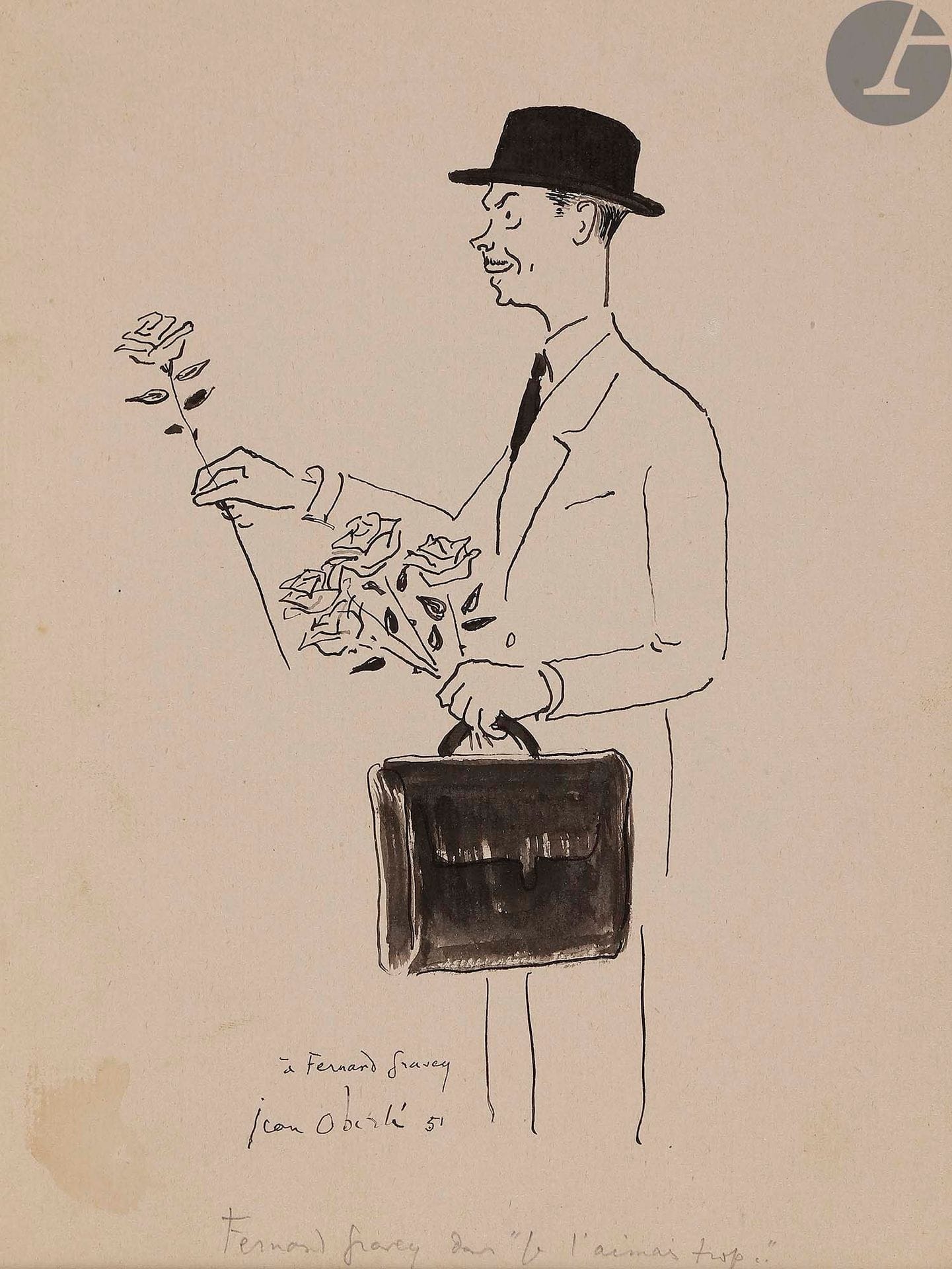 Fernand GRAVEY (1905-1970)
Jane Renouardt en Yvonne Printemps, 1936?
Crayon. 
Signé et daté. 
22 x 18.5 cm